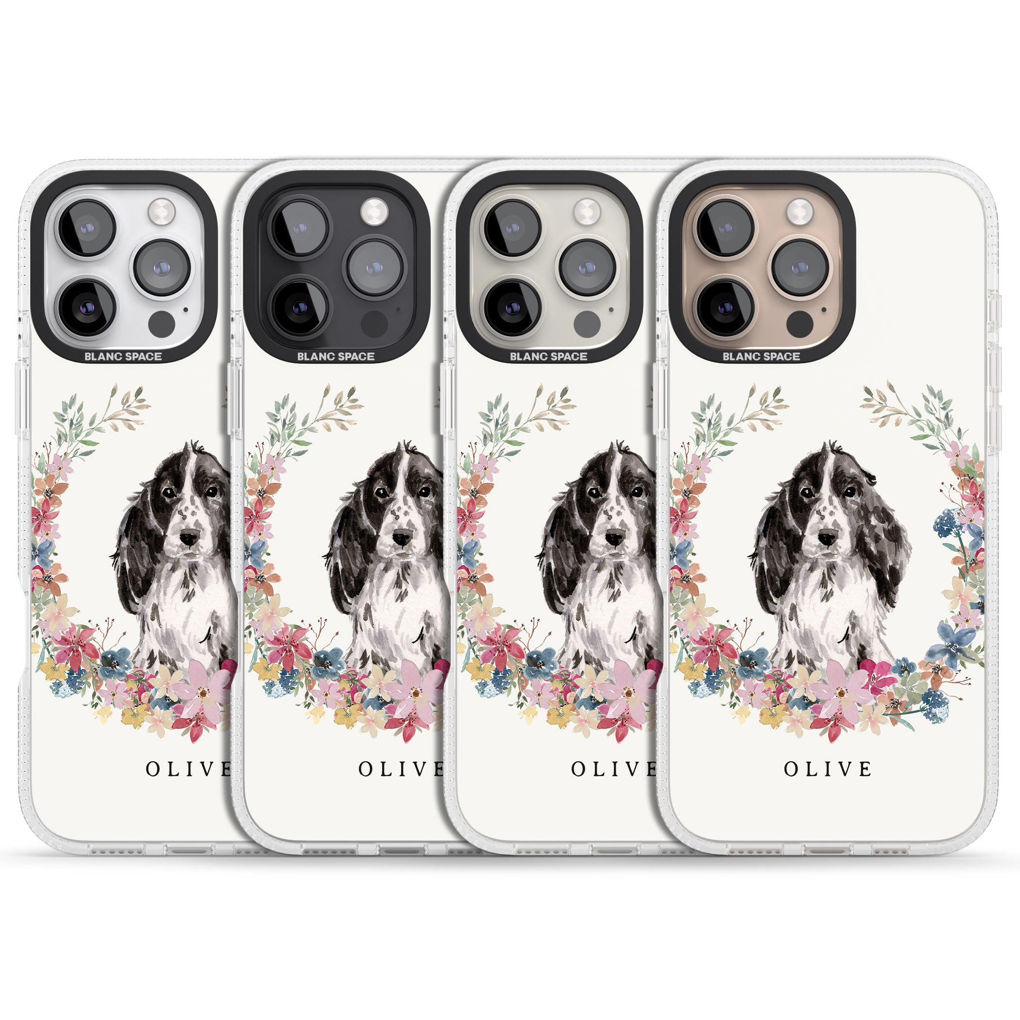 Personalised Black Cocker Spaniel - Watercolour Dog Portrait iPhone 16 Pro Max / 16 Pro Clear Case Impact Air - Blanc Space