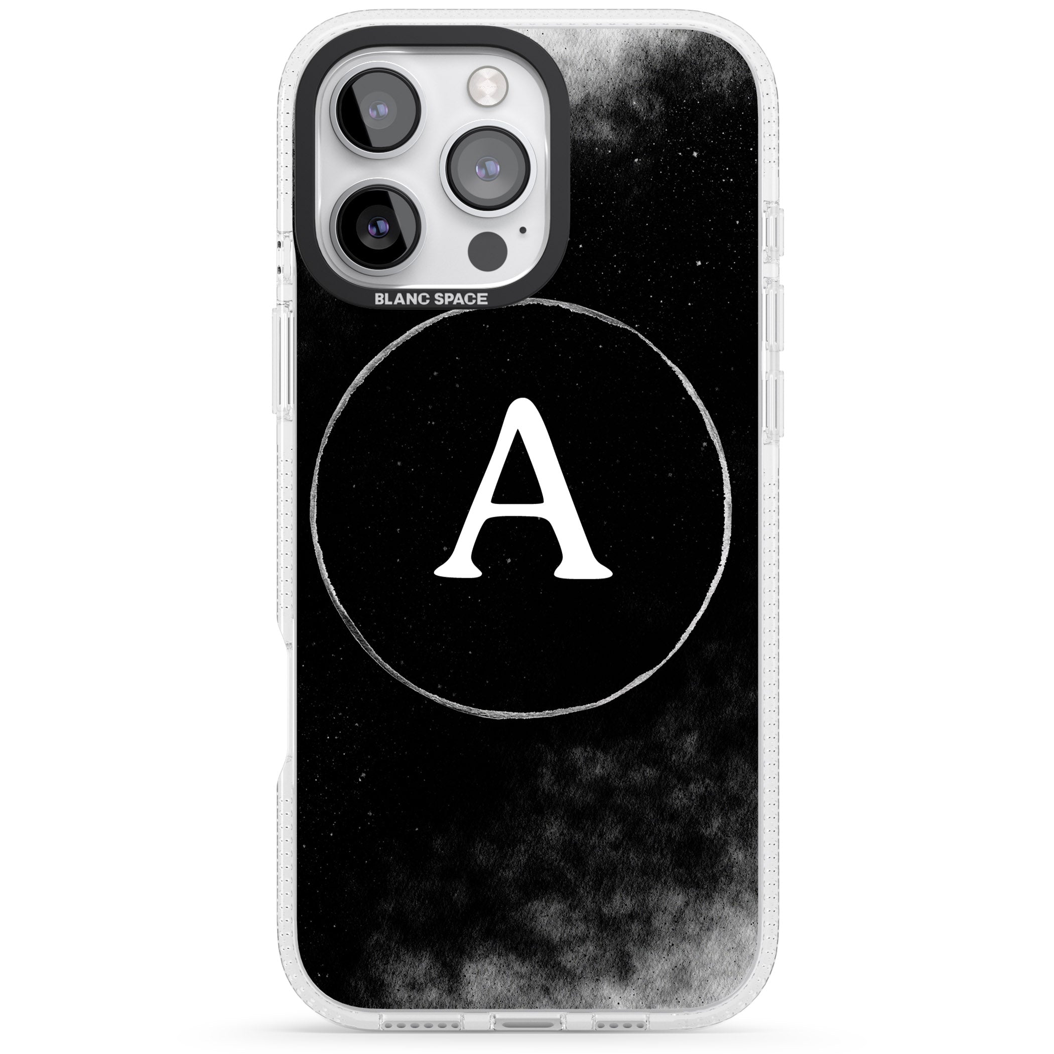 Personalised Eclipse Monogram iPhone 16 Pro Max / 16 Pro Clear Case Impact Air - Blanc Space
