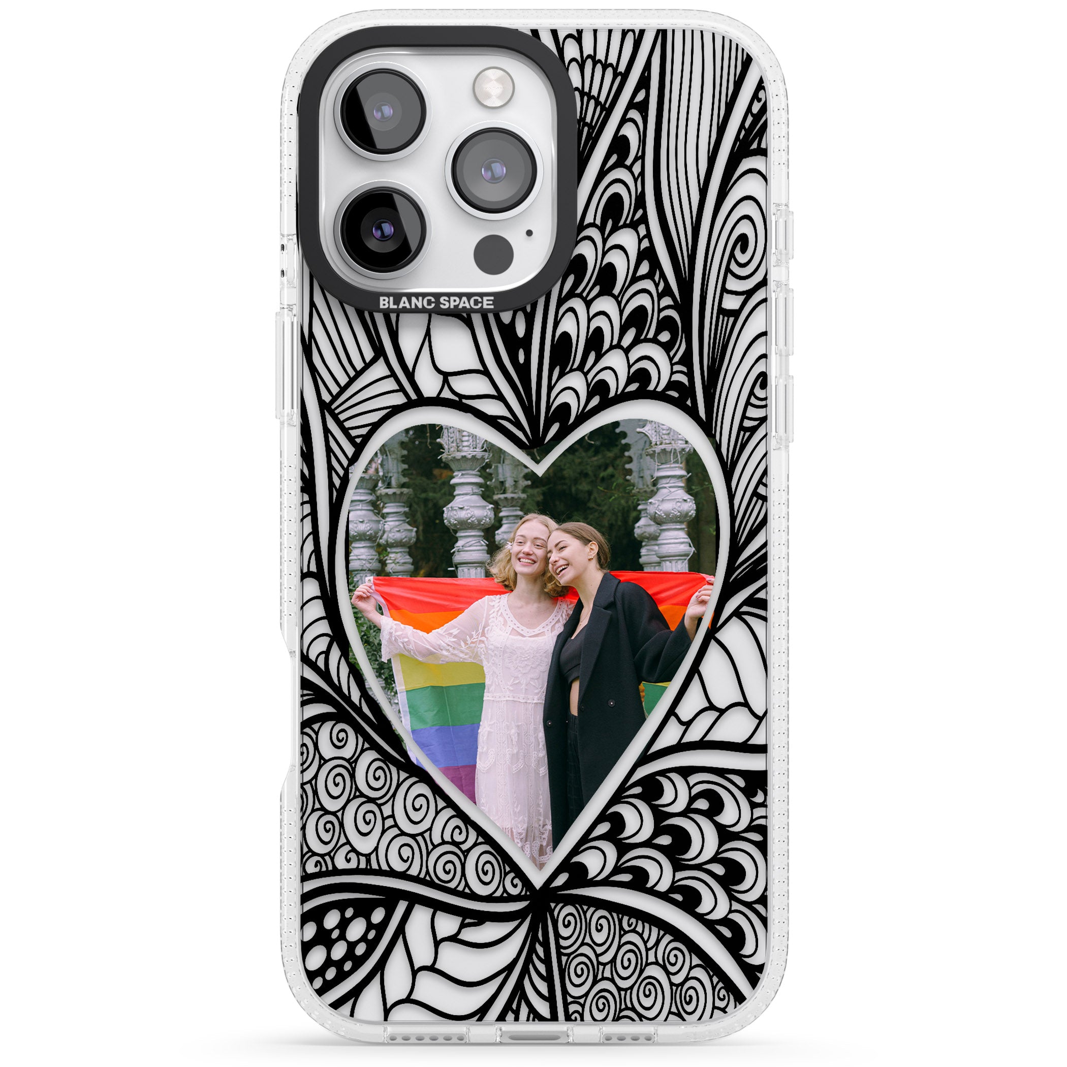 Personalised Henna Heart Photo Case iPhone 16 Pro Max / 16 Pro Clear Case Impact Air - Blanc Space