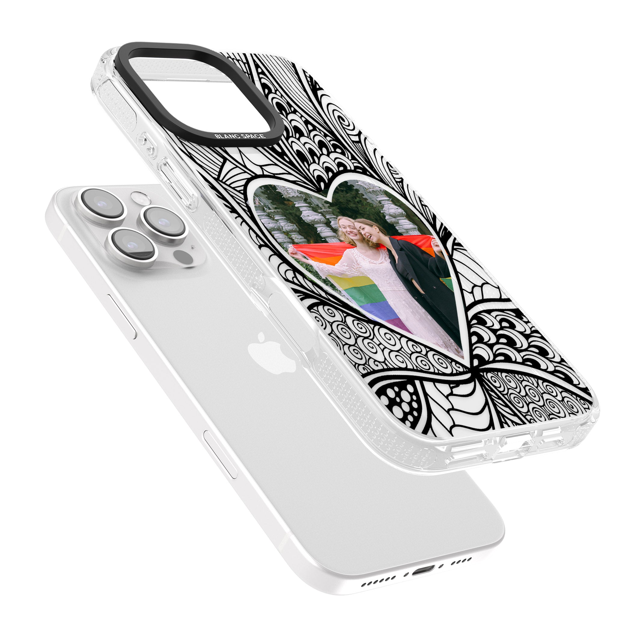 Personalised Henna Heart Photo Case iPhone 16 Pro Max / 16 Pro Clear Case Impact Air - Blanc Space