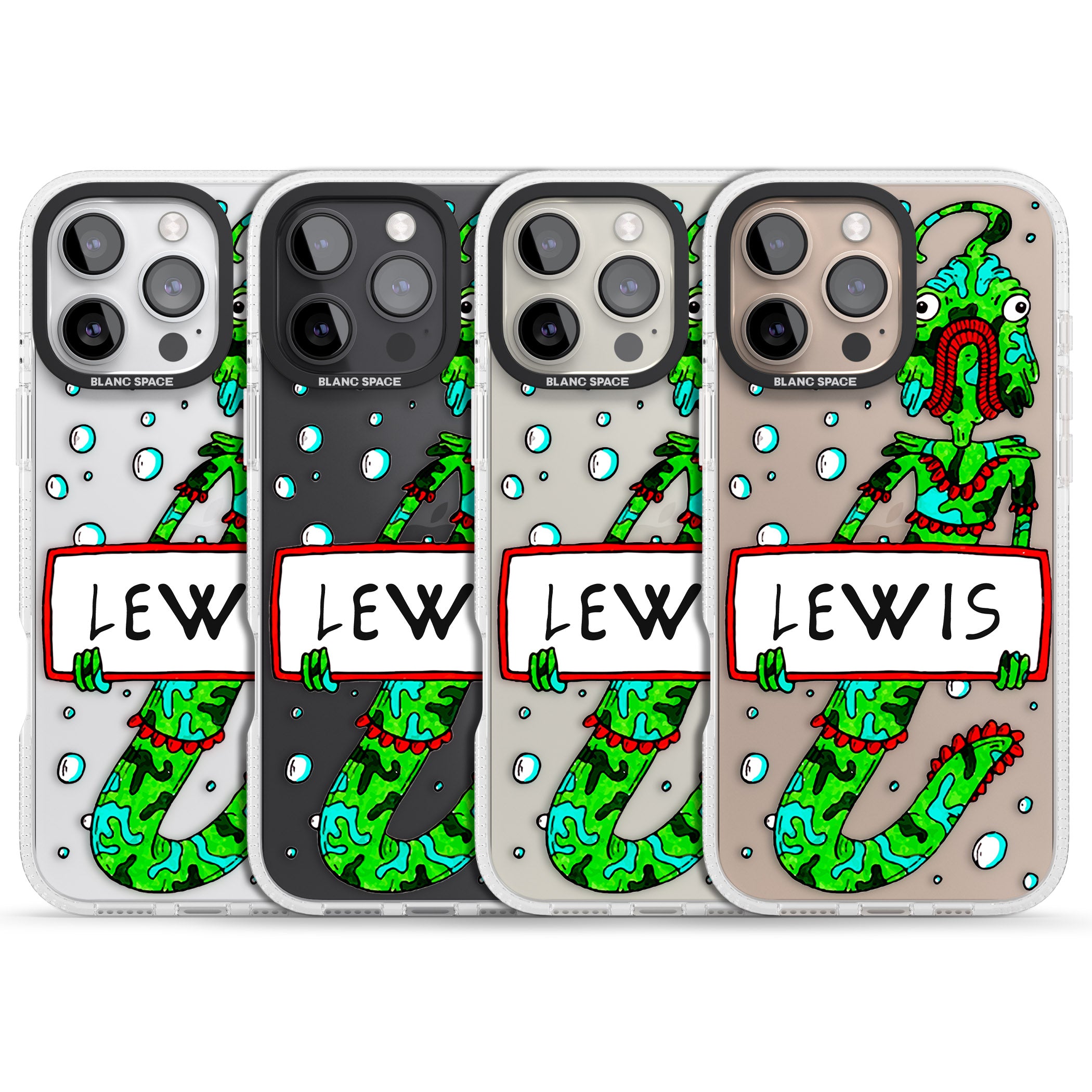 Personalised Fish Boy iPhone 16 Pro Max / 16 Pro Clear Case Impact Air - Blanc Space