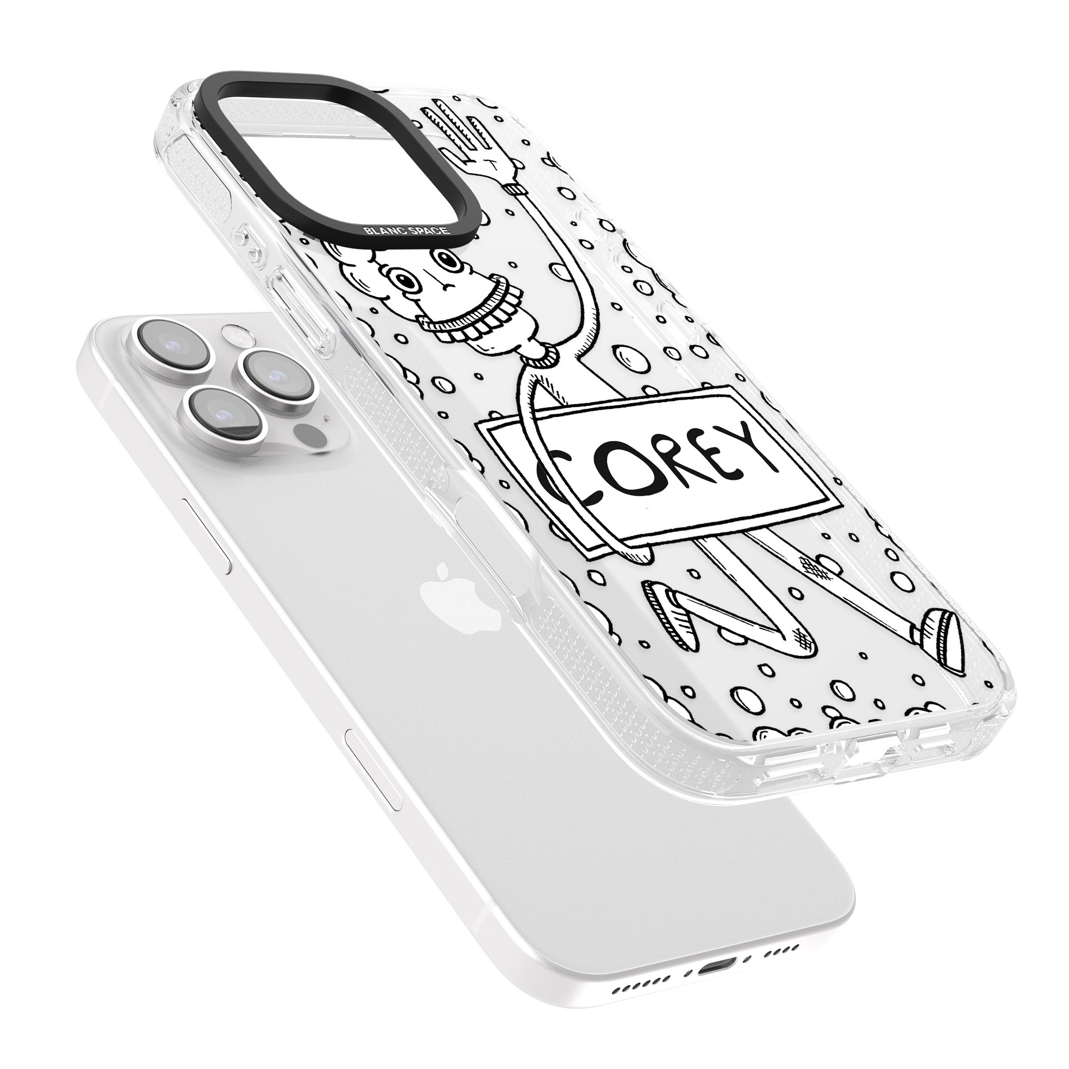 Personalised Banner Boy iPhone 16 Pro Max / 16 Pro Clear Case Impact Air - Blanc Space