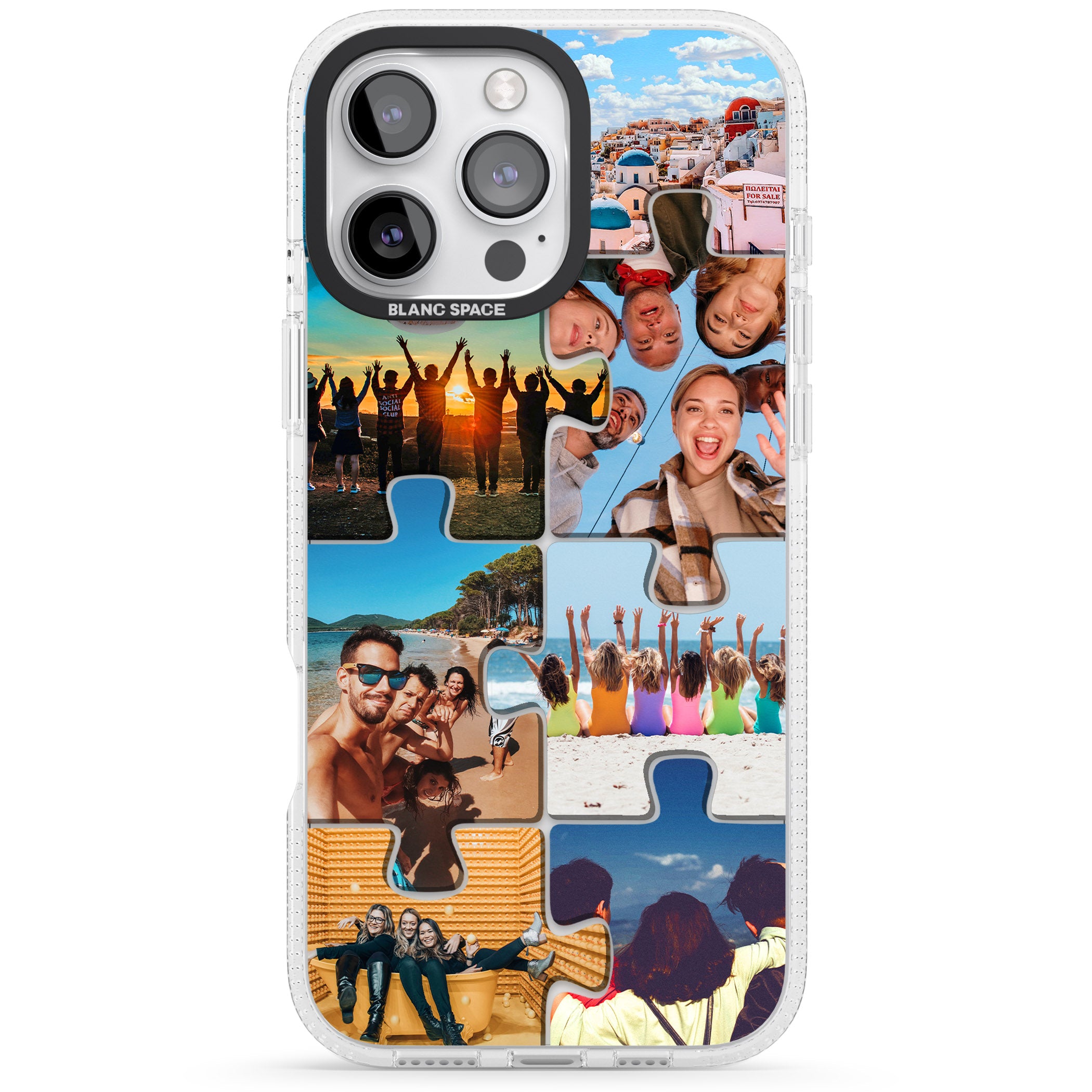 Personalised Jigsaw Photo Grid iPhone 16 Pro Max / 16 Pro Clear Case Impact Air - Blanc Space
