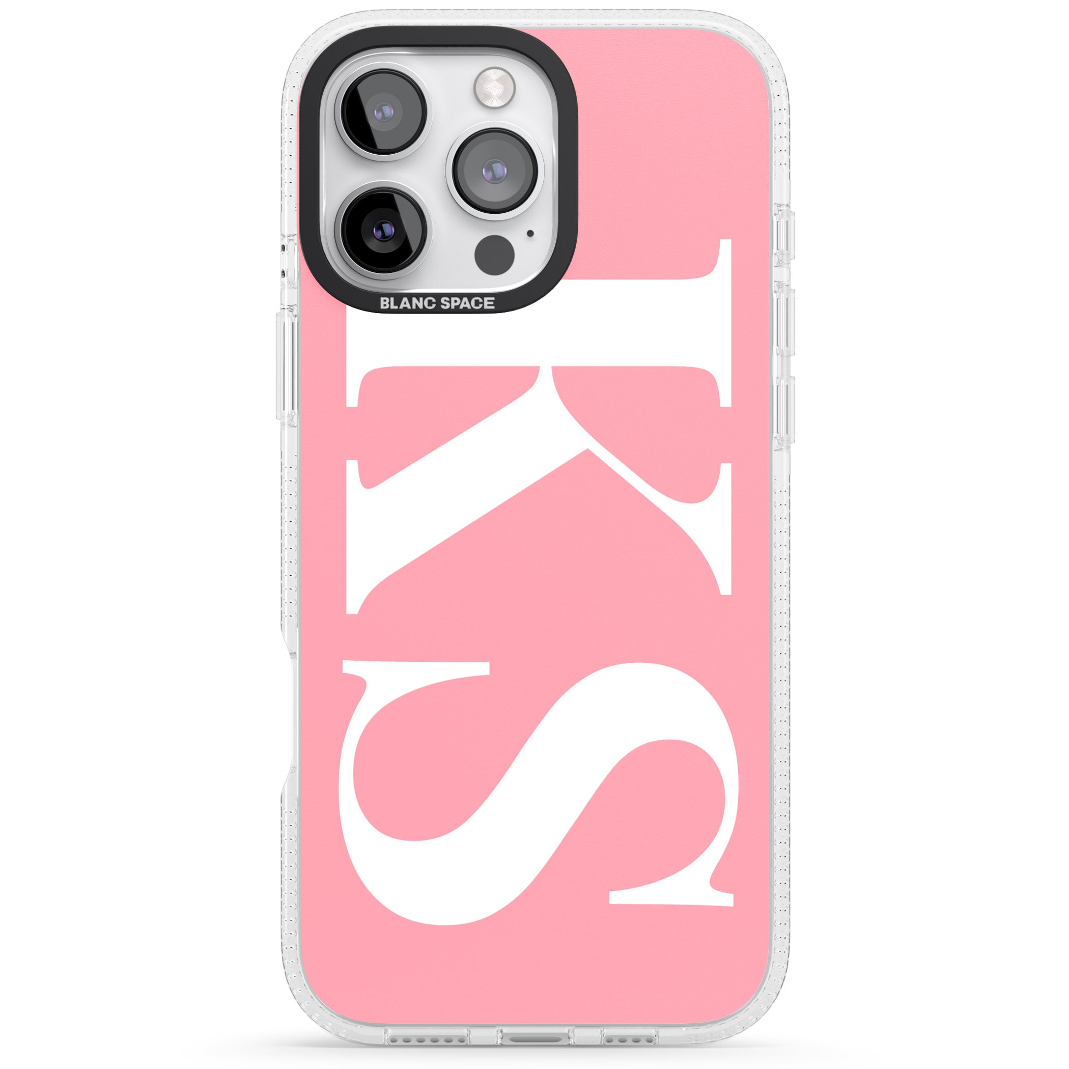 Personalised White & Pink Letters iPhone 16 Pro Max / 16 Pro Clear Case Impact Air - Blanc Space
