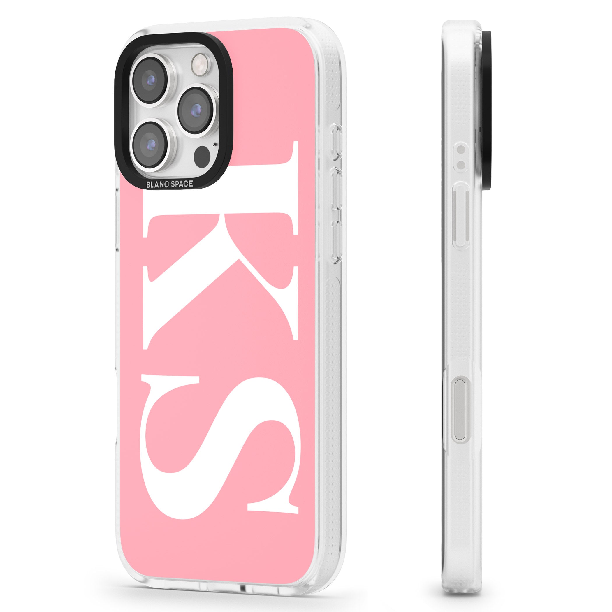 Personalised White & Pink Letters iPhone 16 Pro Max / 16 Pro Clear Case Impact Air - Blanc Space