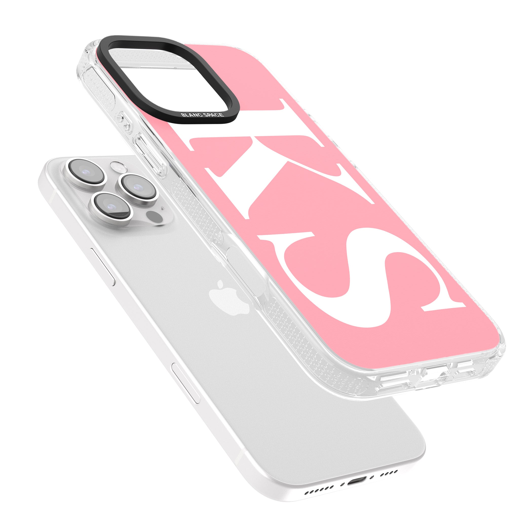 Personalised White & Pink Letters iPhone 16 Pro Max / 16 Pro Clear Case Impact Air - Blanc Space