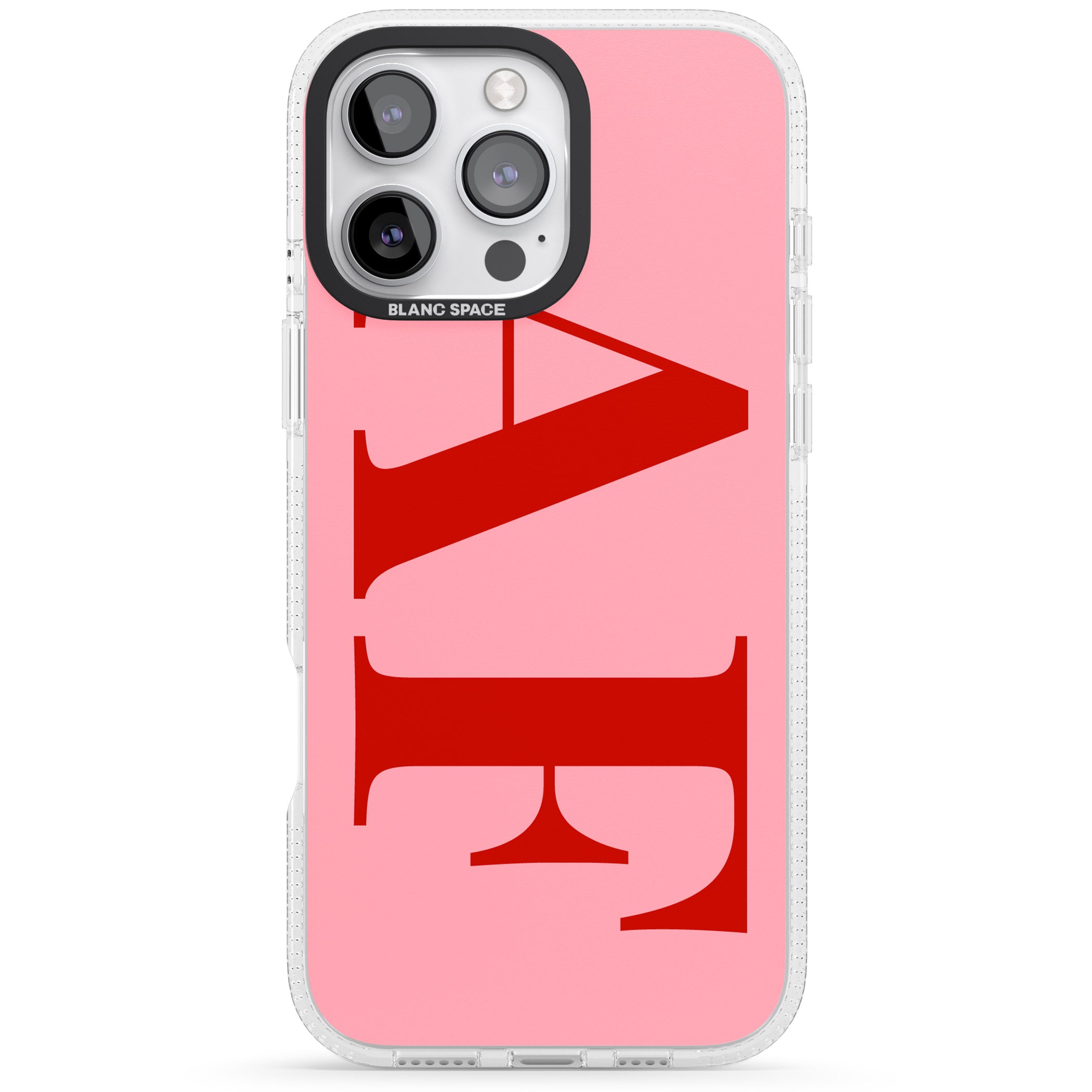 Personalised Red & Pink Letters iPhone 16 Pro Max / 16 Pro Clear Case Impact Air - Blanc Space