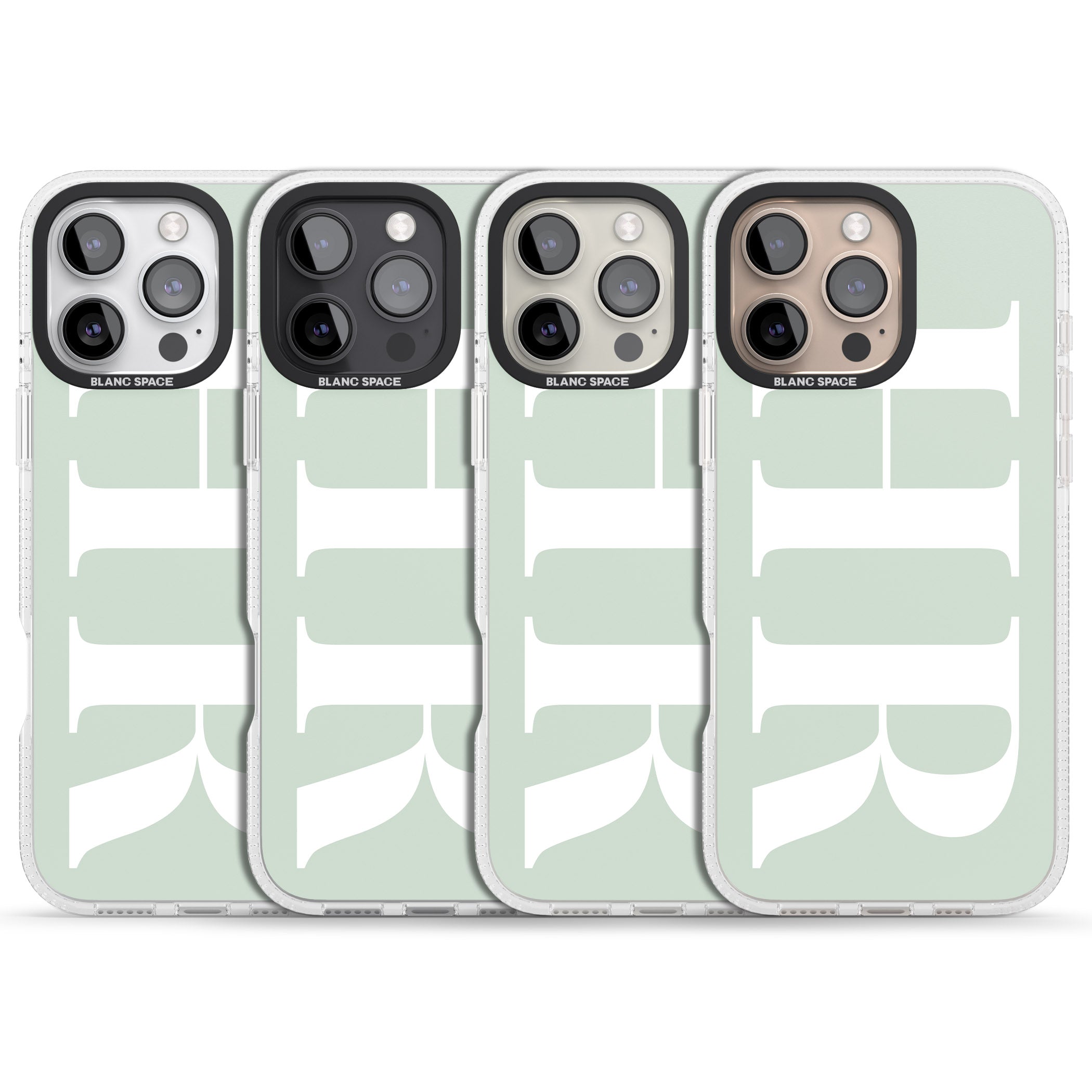 Personalised White & Seafoam Green Personalised iPhone 16 Pro Max / 16 Pro Clear Case Impact Air - Blanc Space