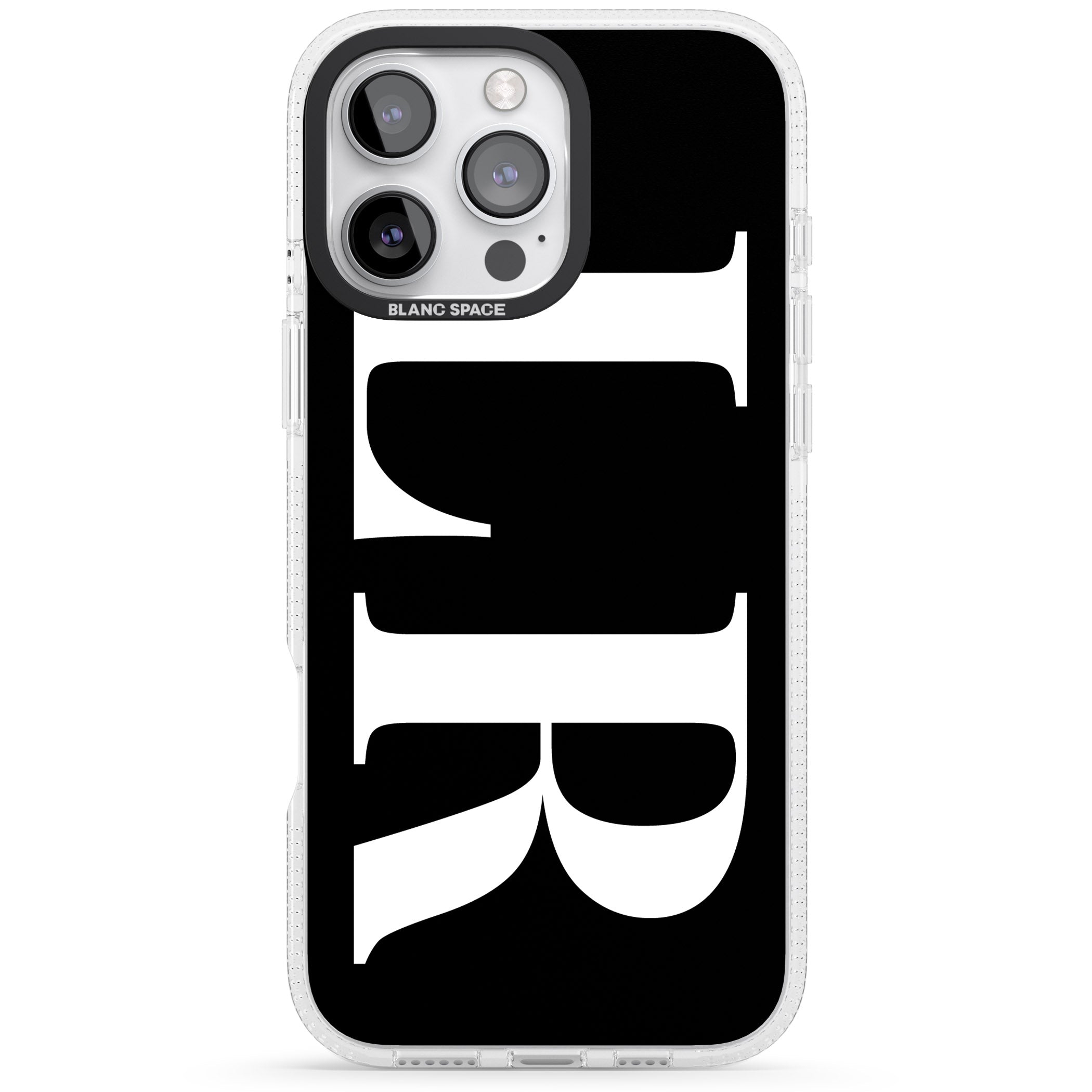 Personalised White & Black Letters iPhone 16 Pro Max / 16 Pro Clear Case Impact Air - Blanc Space
