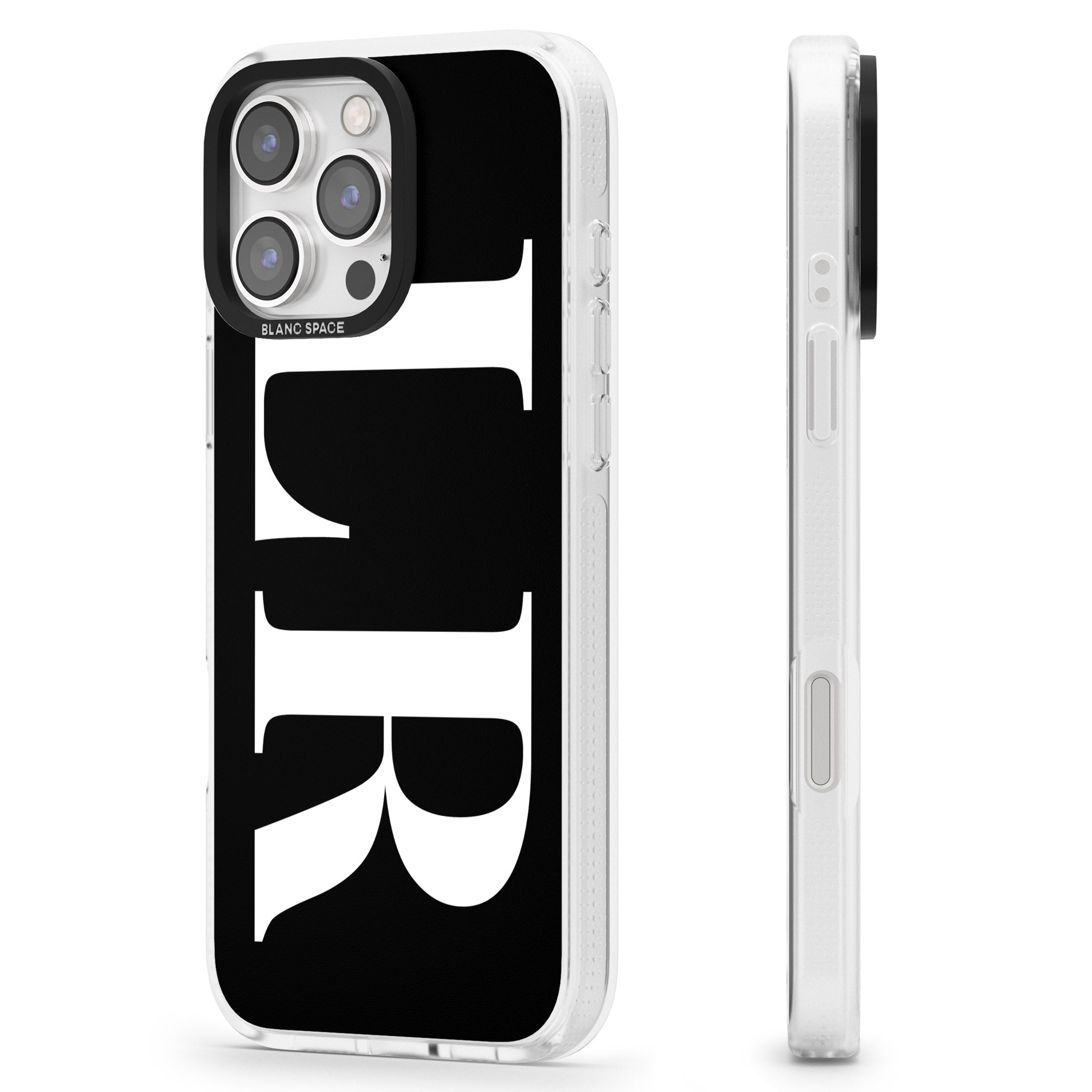 Personalised White & Black Letters iPhone 16 Pro Max / 16 Pro Clear Case Impact Air - Blanc Space