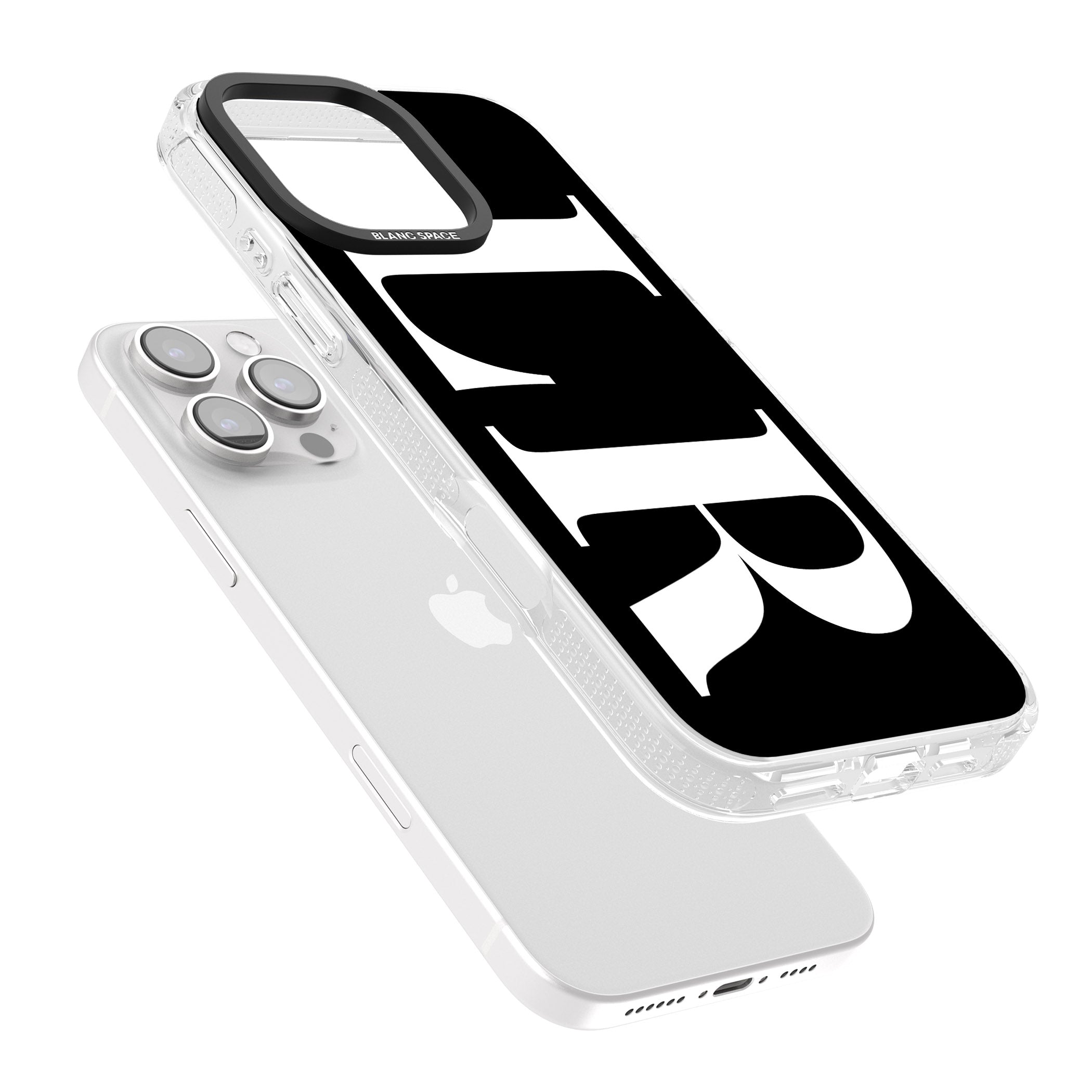 Personalised White & Black Letters iPhone 16 Pro Max / 16 Pro Clear Case Impact Air - Blanc Space