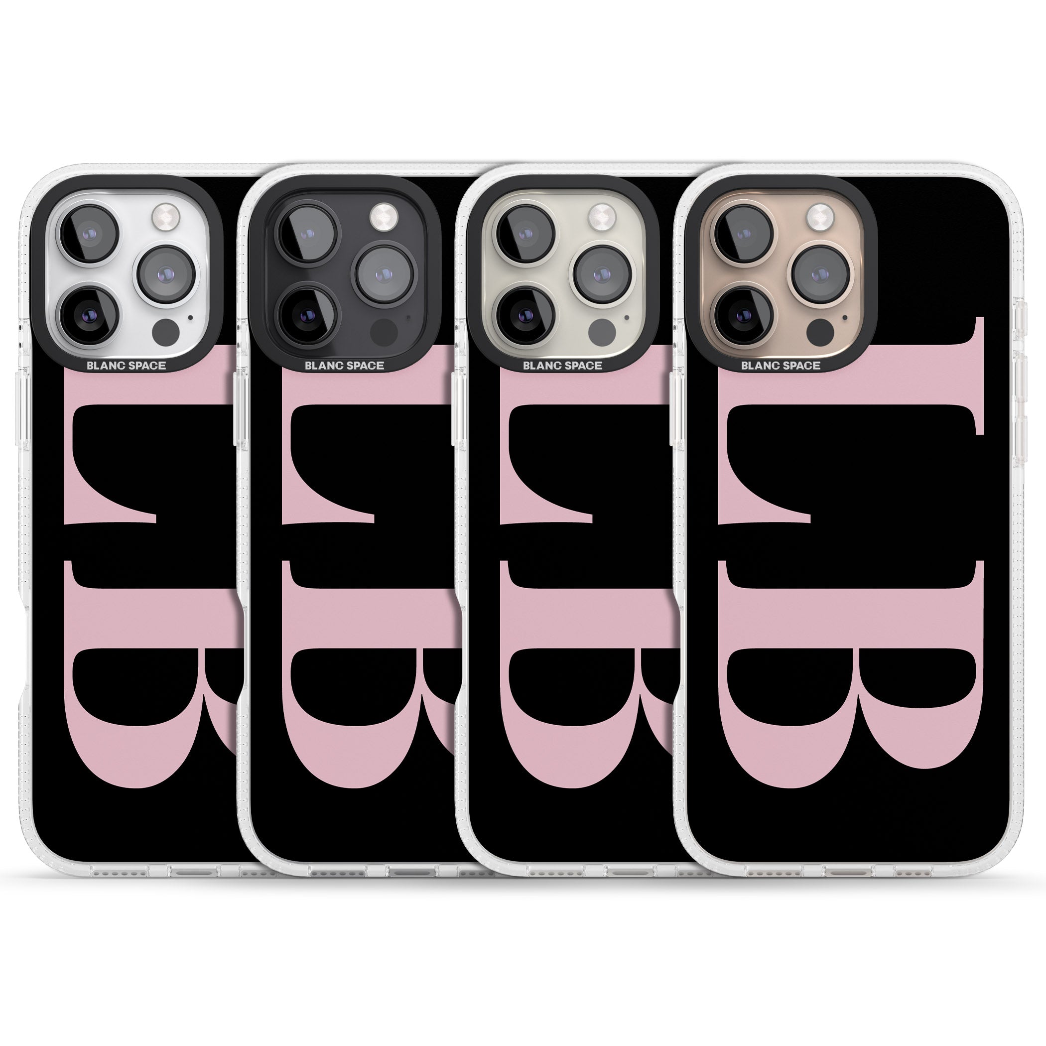 Personalised Pink & Black Letters iPhone 16 Pro Max / 16 Pro Clear Case Impact Air - Blanc Space