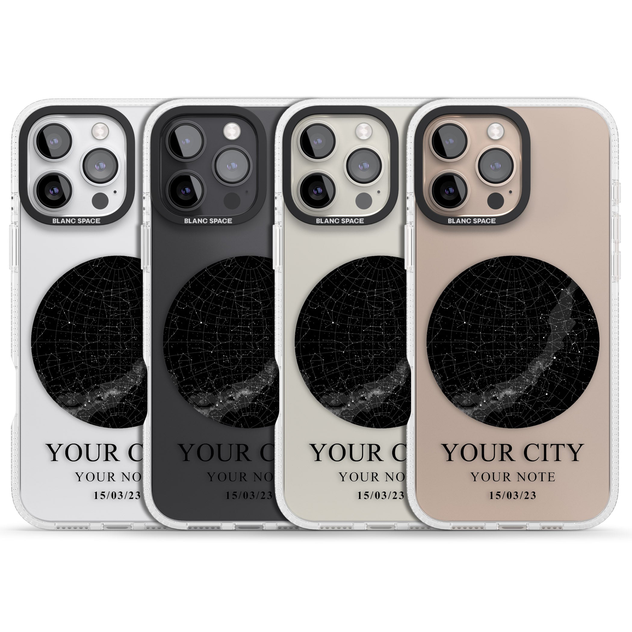 Personalised Star Map iPhone 16 Pro Max / 16 Pro Clear Case Impact Air - Blanc Space