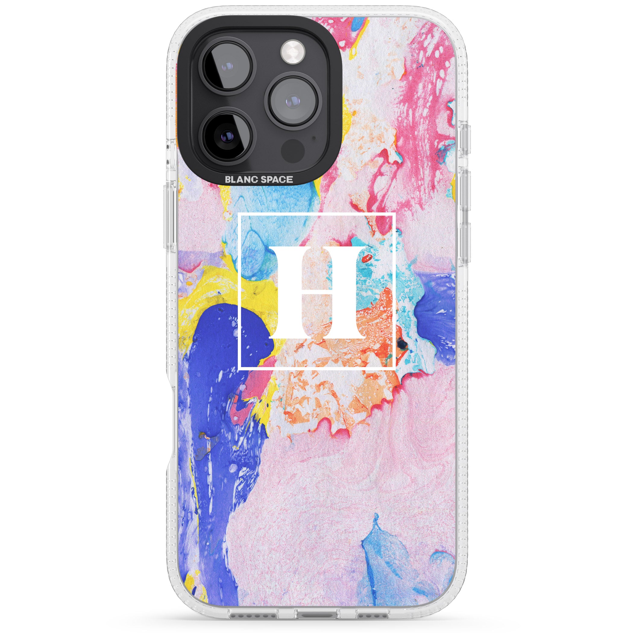 Personalised Mixed Pastels Marbled Paper iPhone 16 Pro Max / 16 Pro Clear Case Impact Air - Blanc Space