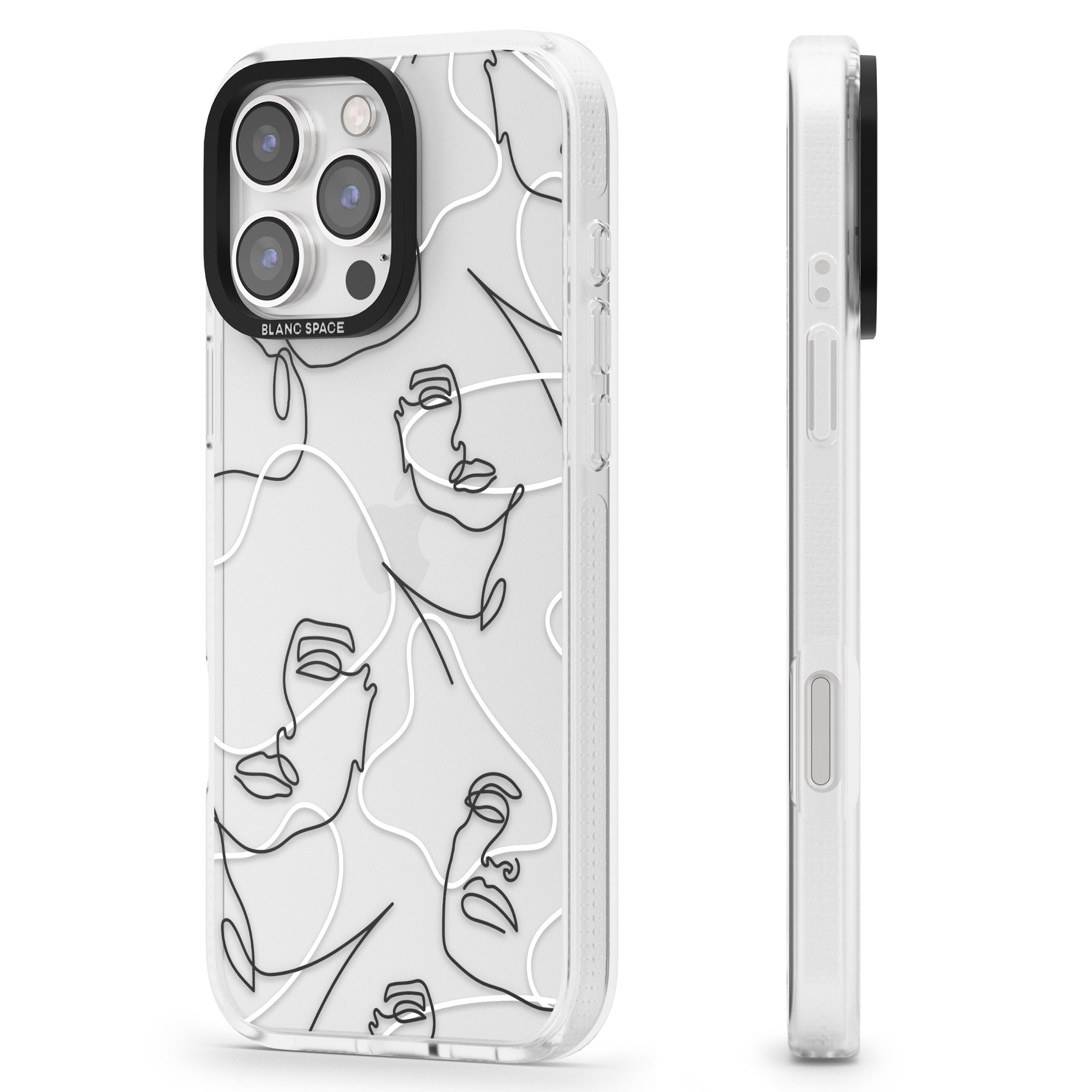 Personalised Abstract Faces iPhone 16 Pro Max / 16 Pro Clear Case Impact Air - Blanc Space