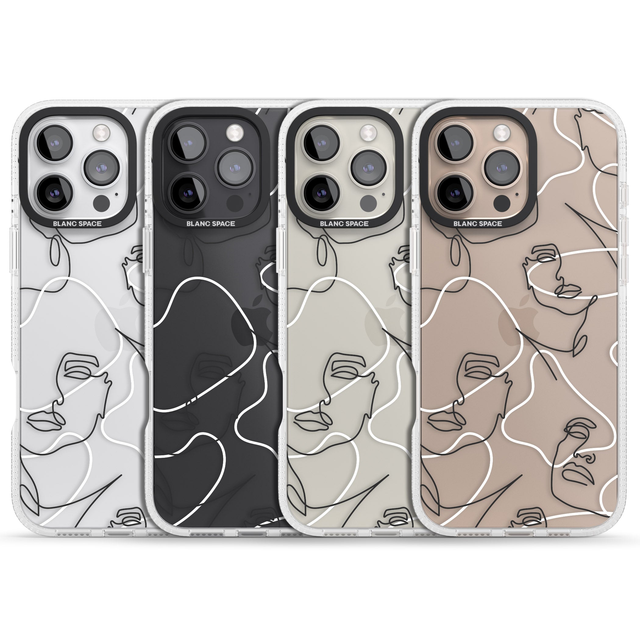 Personalised Abstract Faces iPhone 16 Pro Max / 16 Pro Clear Case Impact Air - Blanc Space