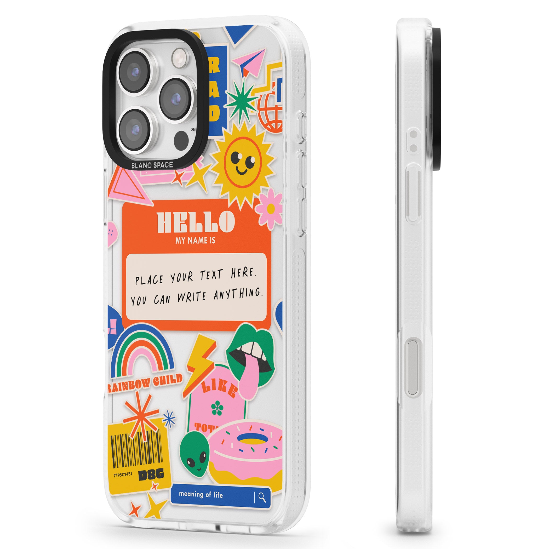 Personalised Nostalgia Sticker Mix #2 iPhone 16 Pro Max / 16 Pro Clear Case Impact Air - Blanc Space