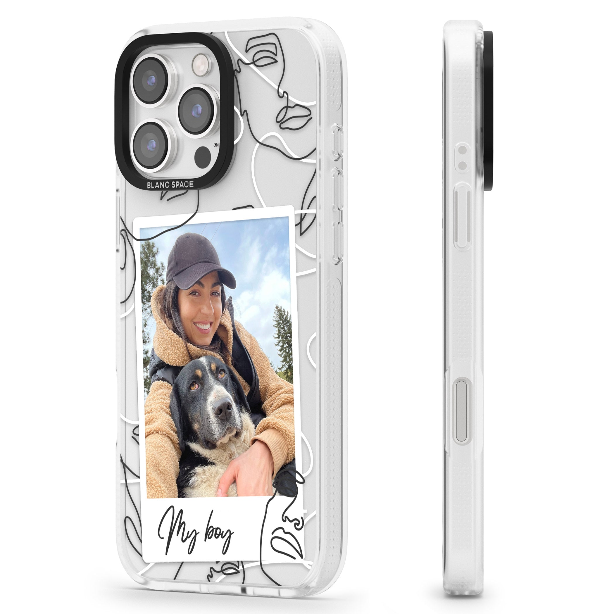 Personalised Abstract Faces Instant Photo iPhone 16 Pro Max / 16 Pro Clear Case Impact Air - Blanc Space