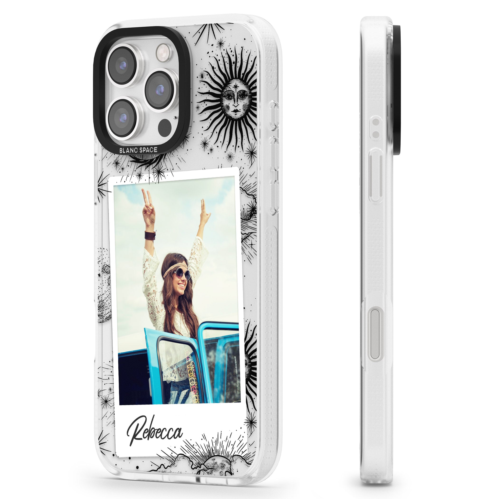 Personalised Astrology Instant Photo iPhone 16 Pro Max / 16 Pro Clear Case Impact Air - Blanc Space
