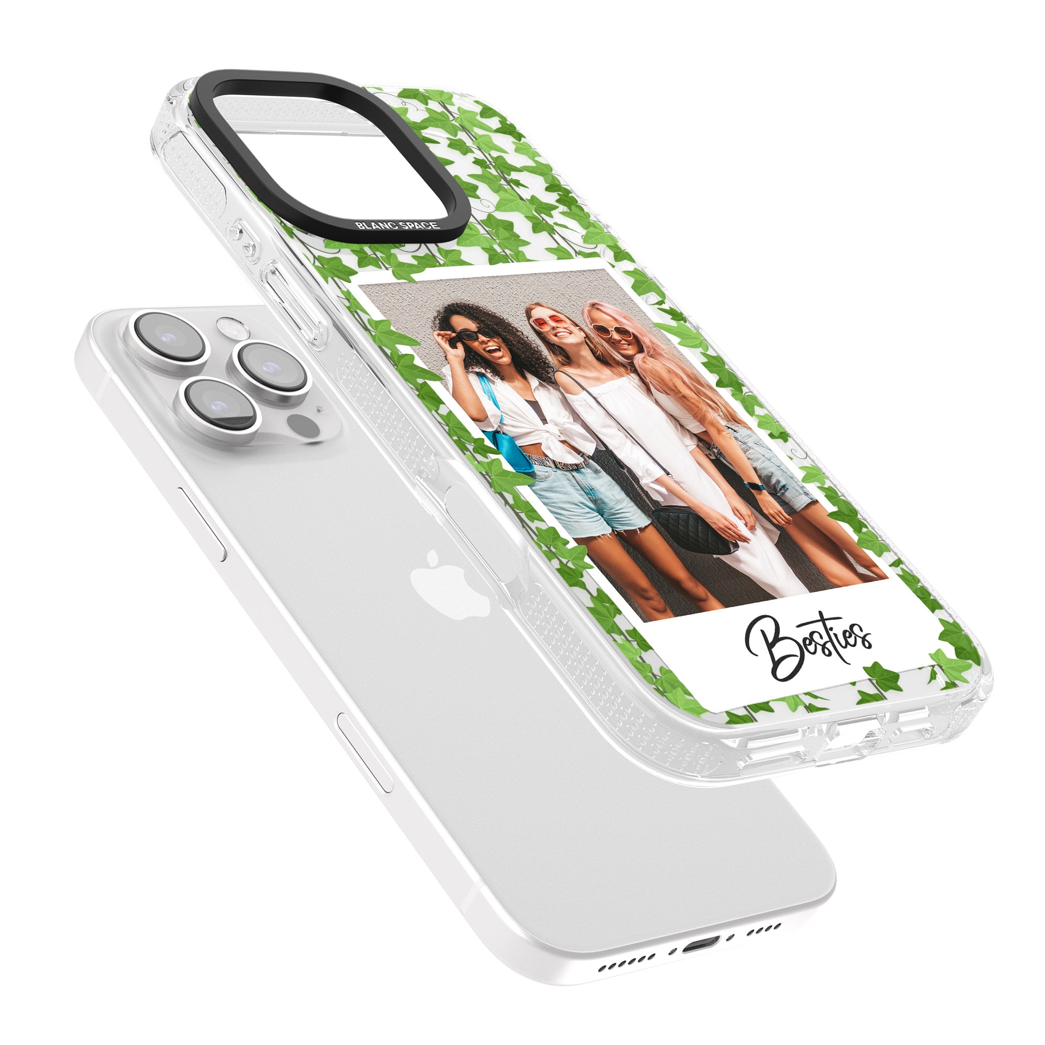 Personalised Ivy Vine Instant Photo iPhone 16 Pro Max / 16 Pro Clear Case Impact Air - Blanc Space
