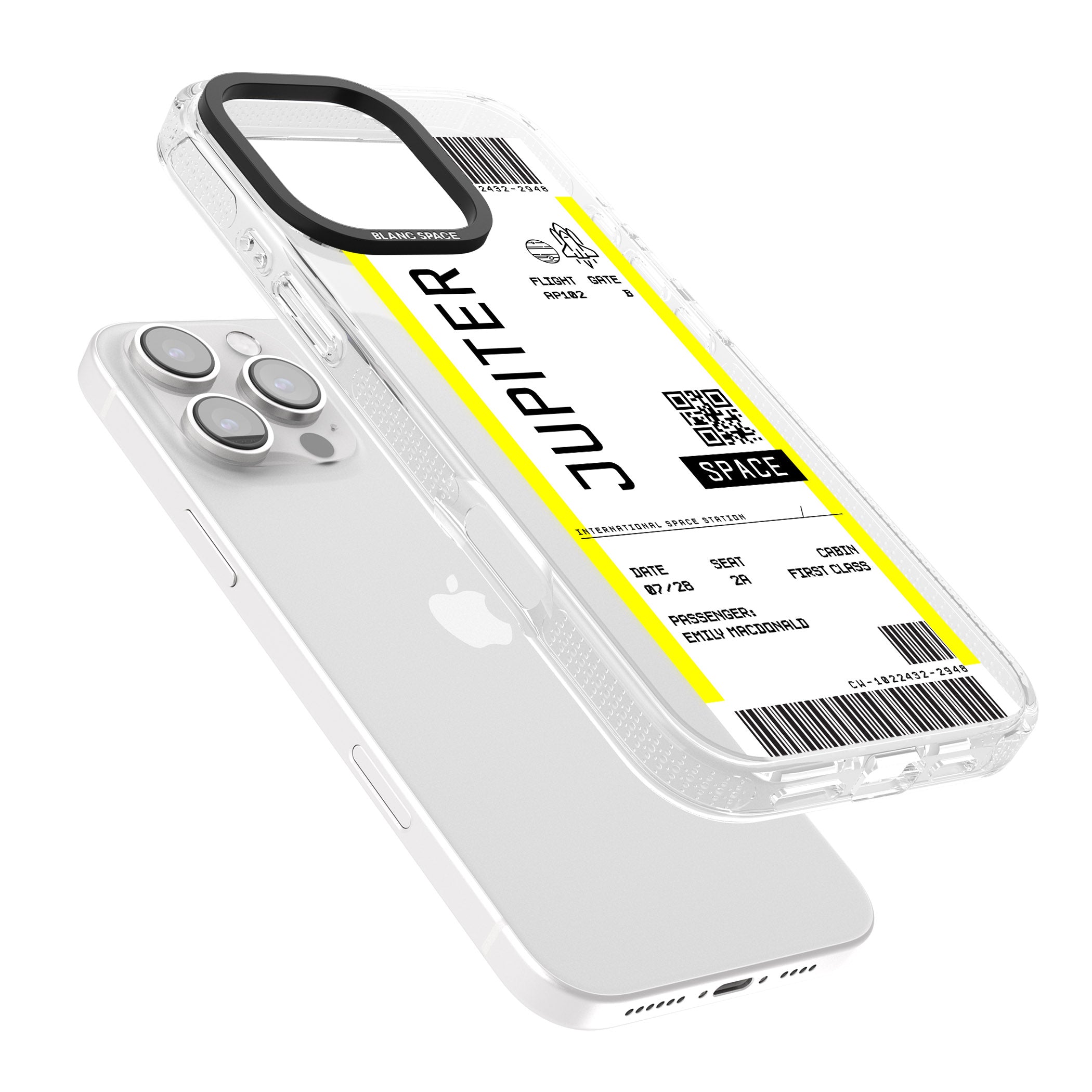 Personalised Jupiter Travel Ticket iPhone 16 Pro Max / 16 Pro Clear Case Impact Air - Blanc Space