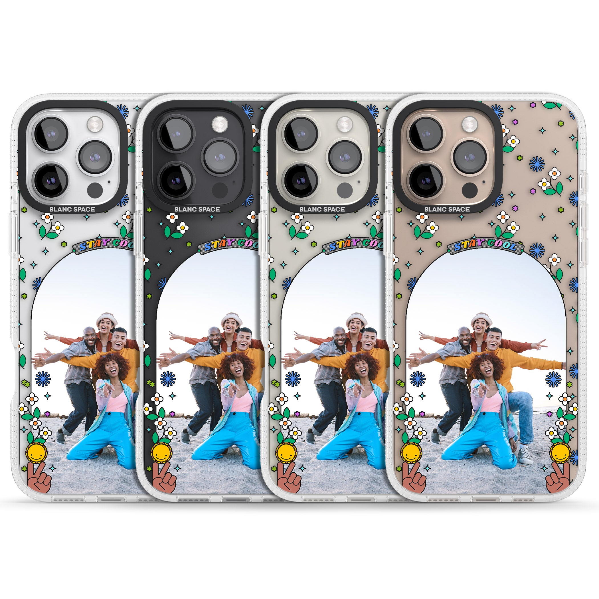 Personalised Summer Photo Frame iPhone 16 Pro Max / 16 Pro Clear Case Impact Air - Blanc Space