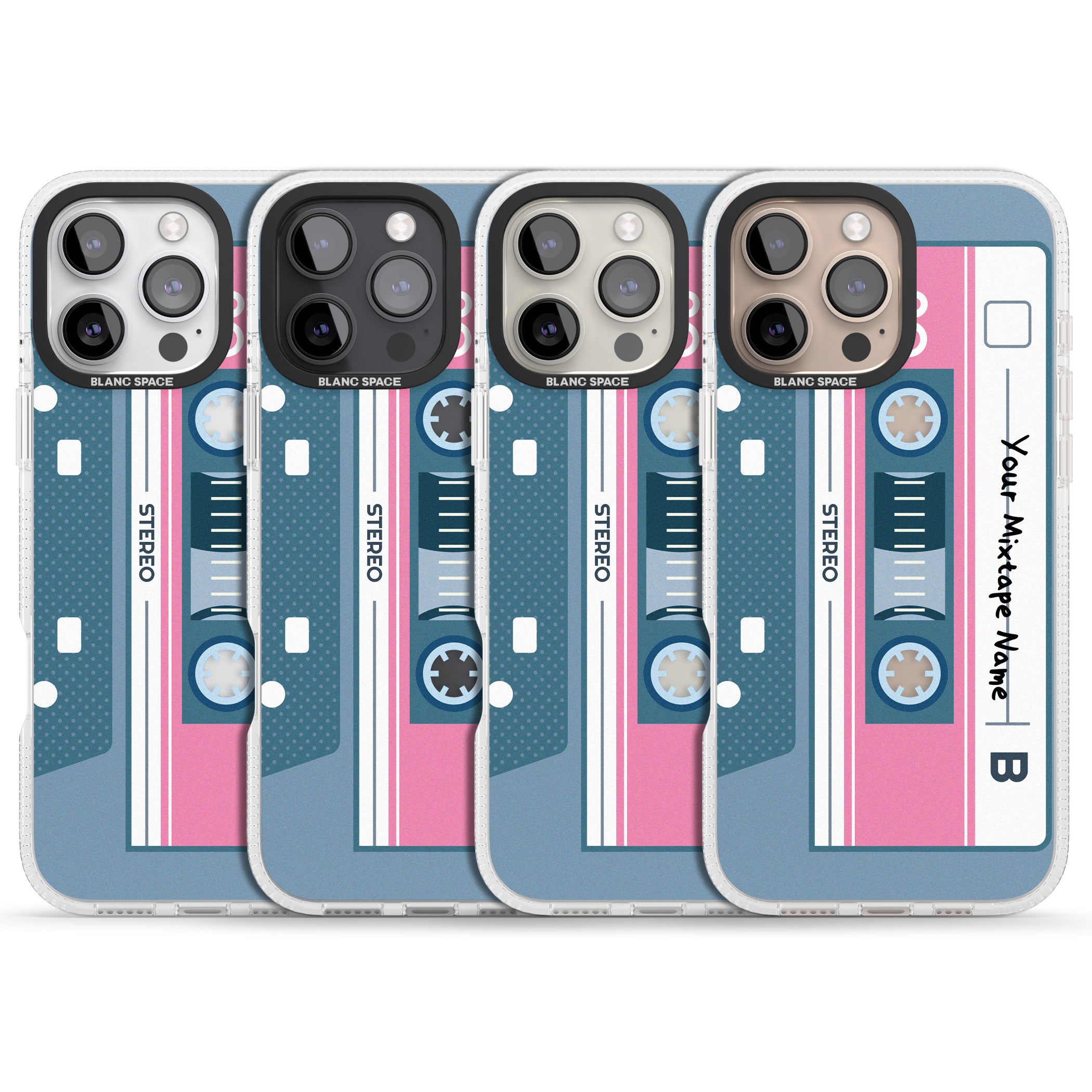Personalised Retro Mixtape iPhone 16 Pro Max / 16 Pro Clear Case Impact Air - Blanc Space