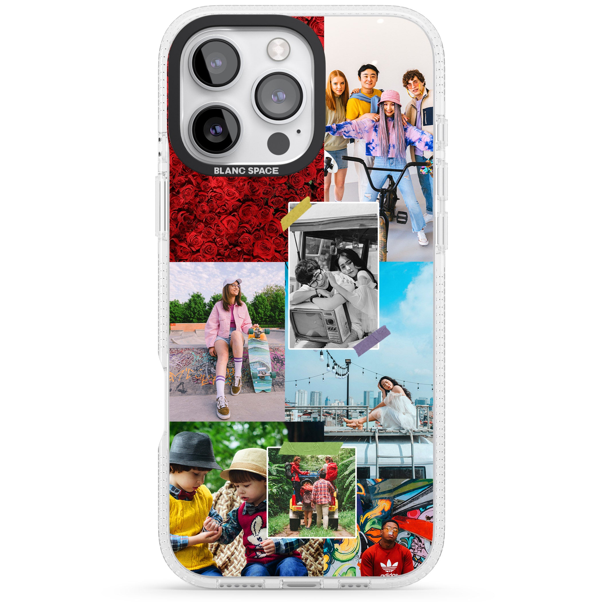 Personalised Photo Collage iPhone 16 Pro Max / 16 Pro Clear Case Impact Air - Blanc Space