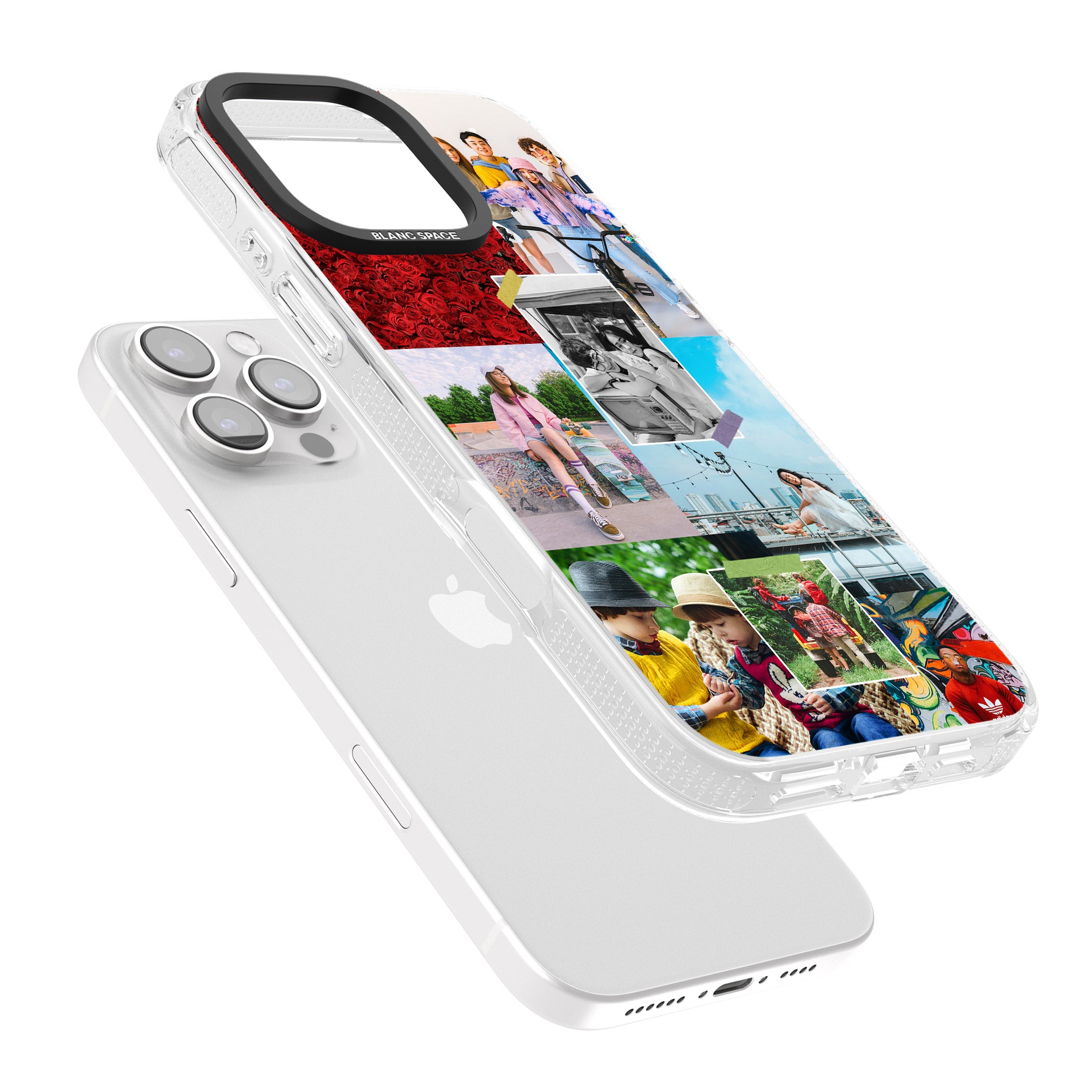 Personalised Photo Collage iPhone 16 Pro Max / 16 Pro Clear Case Impact Air - Blanc Space