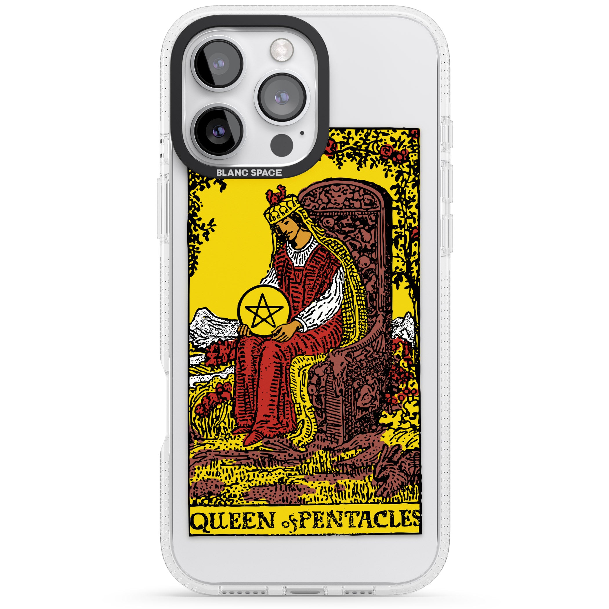 Personalised Queen of Pentacles Tarot Card - Colour iPhone 16 Pro Max / 16 Pro Clear Case Impact Air - Blanc Space