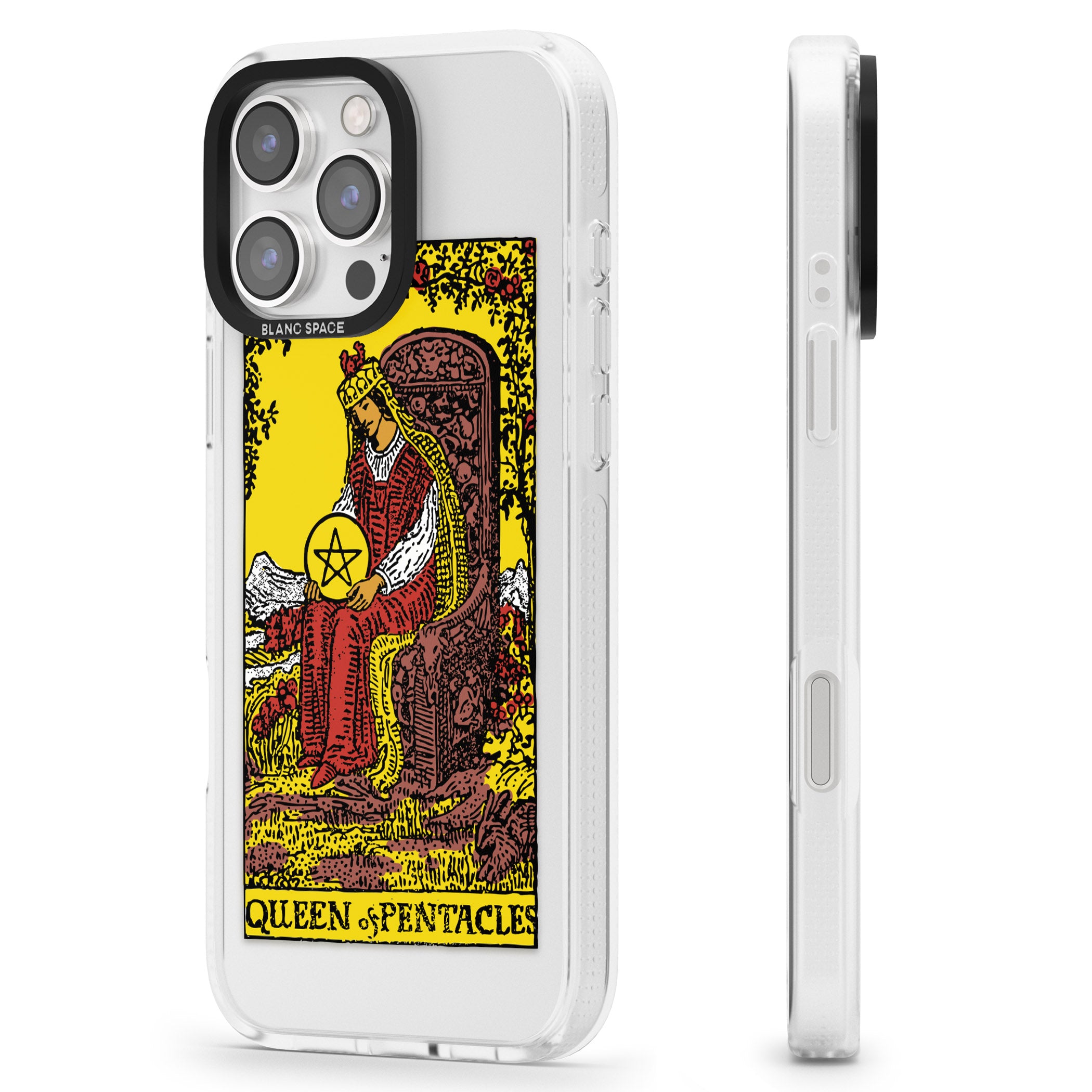 Personalised Queen of Pentacles Tarot Card - Colour iPhone 16 Pro Max / 16 Pro Clear Case Impact Air - Blanc Space