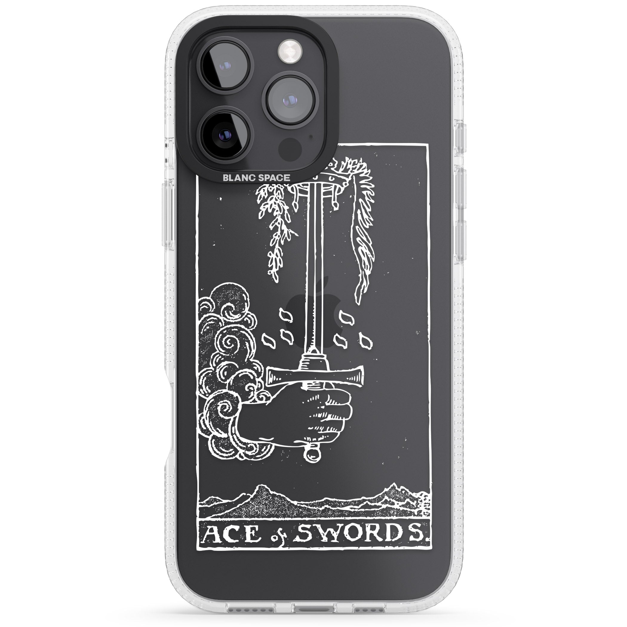 Personalised Ace of Swords Tarot Card - White Transparent iPhone 16 Pro Max / 16 Pro Clear Case Impact Air - Blanc Space