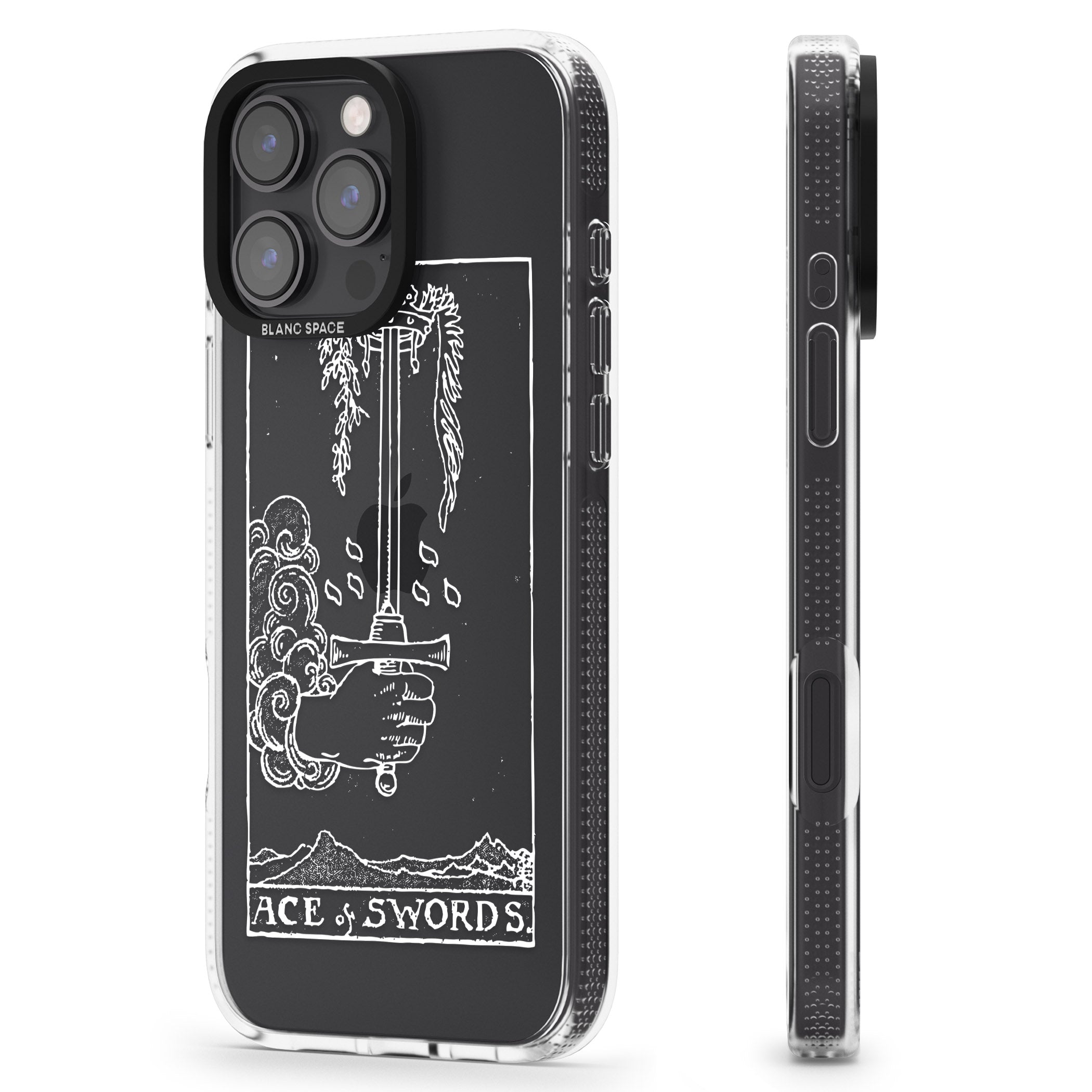 Personalised Ace of Swords Tarot Card - White Transparent iPhone 16 Pro Max / 16 Pro Clear Case Impact Air - Blanc Space