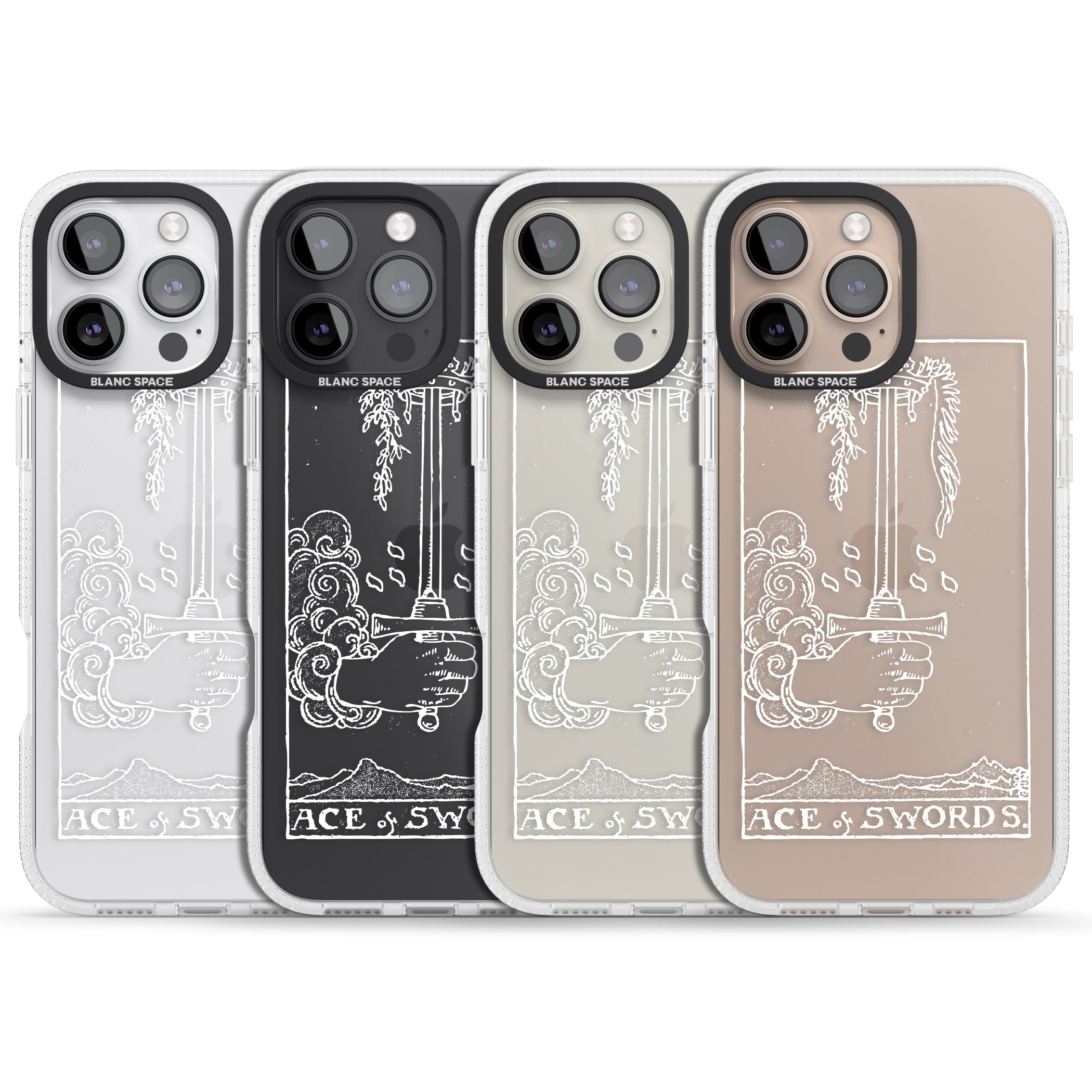 Personalised Ace of Swords Tarot Card - White Transparent iPhone 16 Pro Max / 16 Pro Clear Case Impact Air - Blanc Space