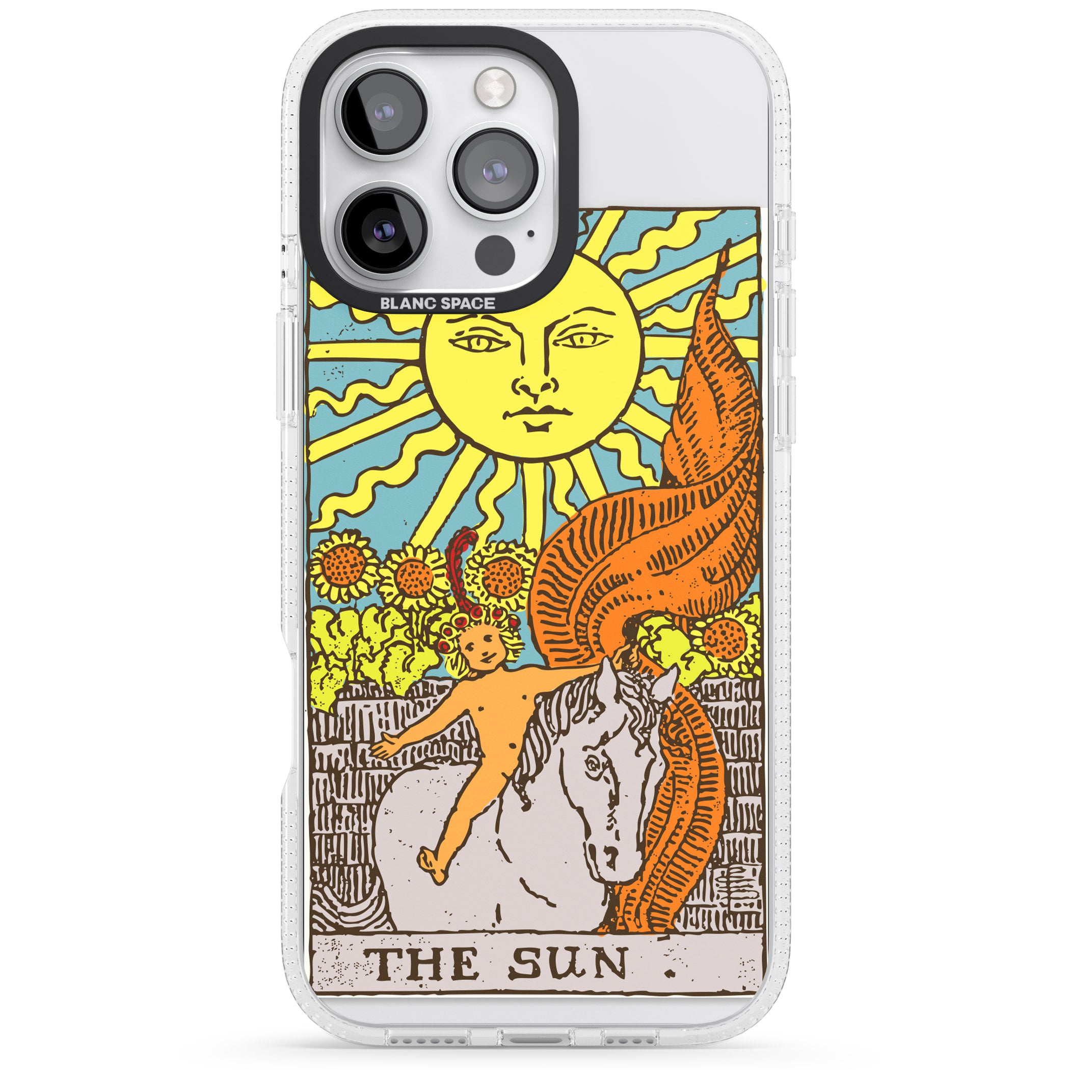 Personalised The Sun Tarot Card - Colour iPhone 16 Pro Max / 16 Pro Clear Case Impact Air - Blanc Space