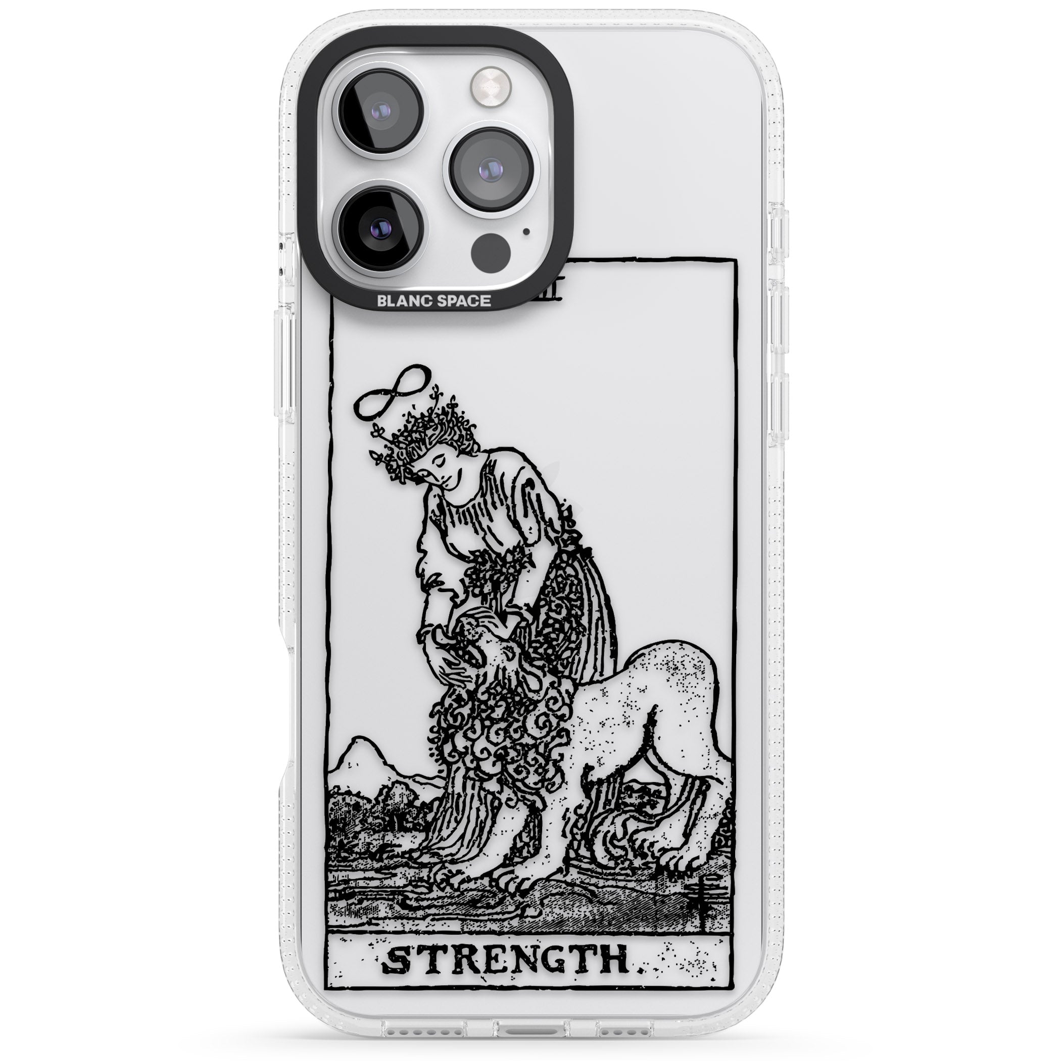Personalised Strength Tarot Card - Transparent iPhone 16 Pro Max / 16 Pro Clear Case Impact Air - Blanc Space