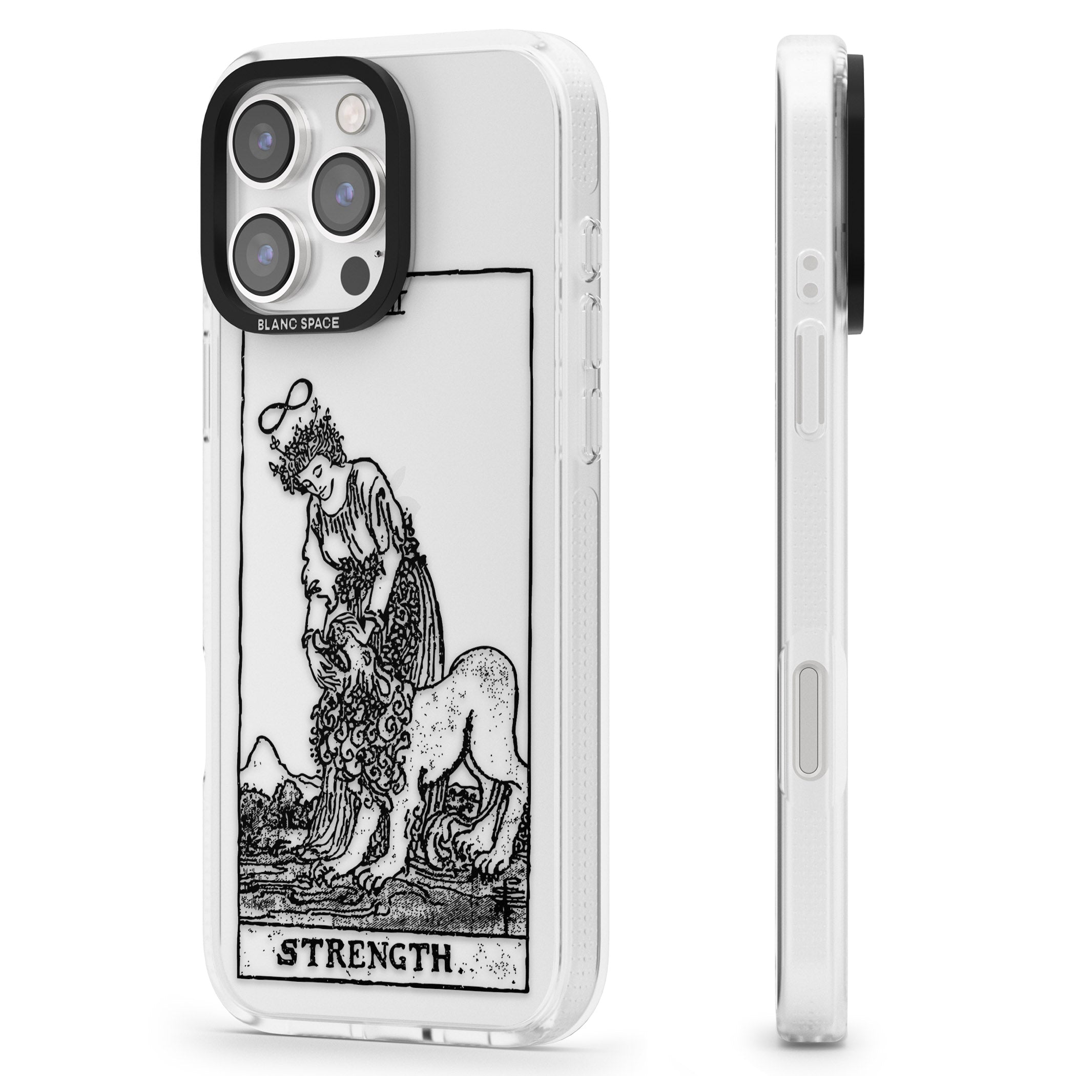 Personalised Strength Tarot Card - Transparent iPhone 16 Pro Max / 16 Pro Clear Case Impact Air - Blanc Space