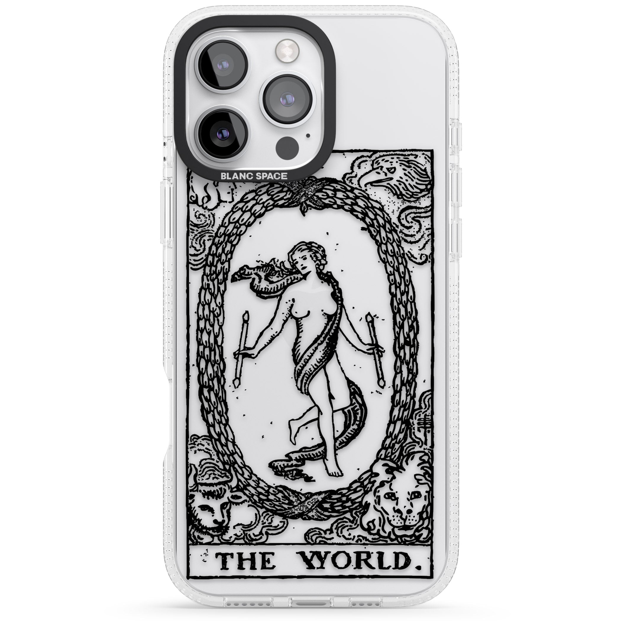 Personalised The World Tarot Card - Transparent iPhone 16 Pro Max / 16 Pro Clear Case Impact Air - Blanc Space