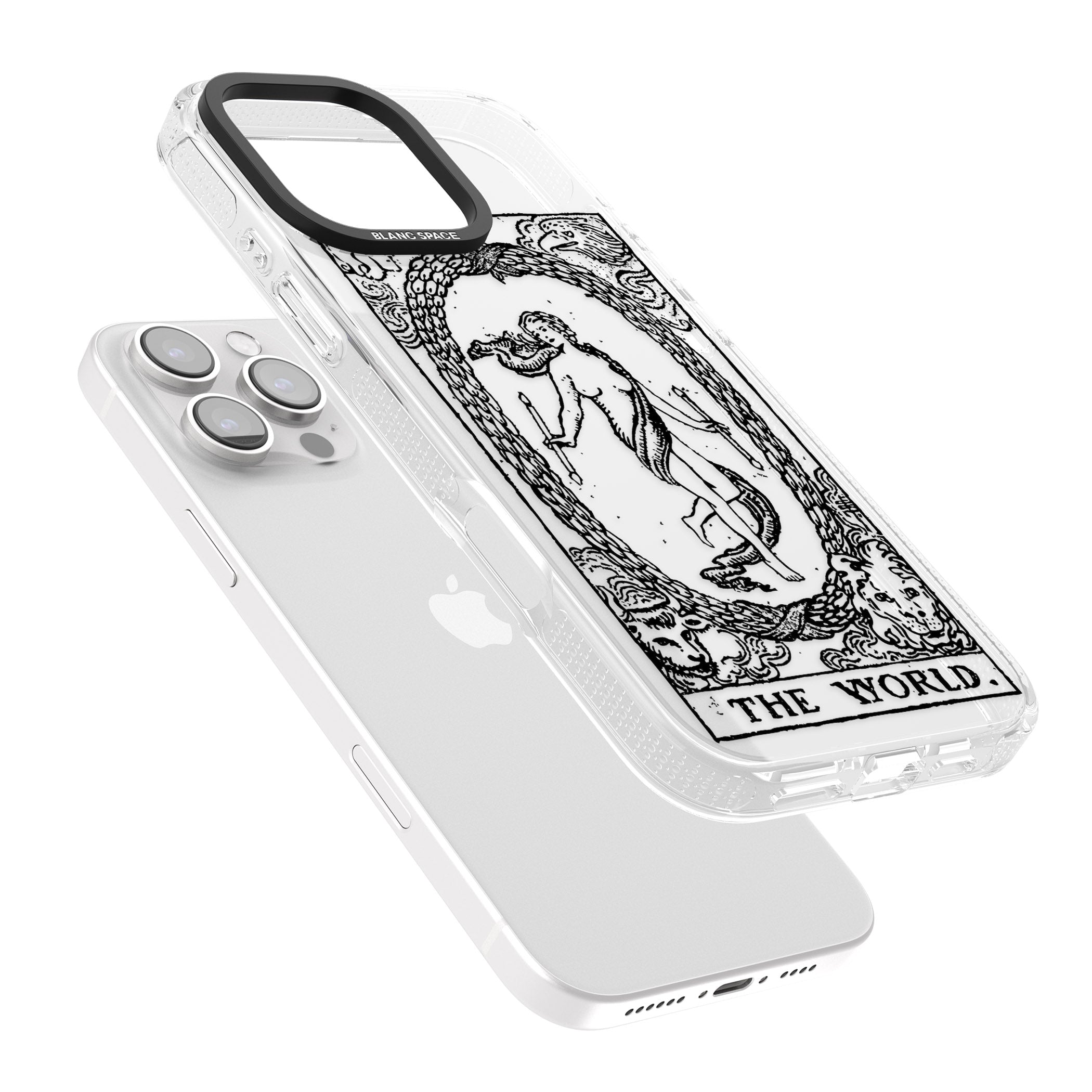 Personalised The World Tarot Card - Transparent iPhone 16 Pro Max / 16 Pro Clear Case Impact Air - Blanc Space