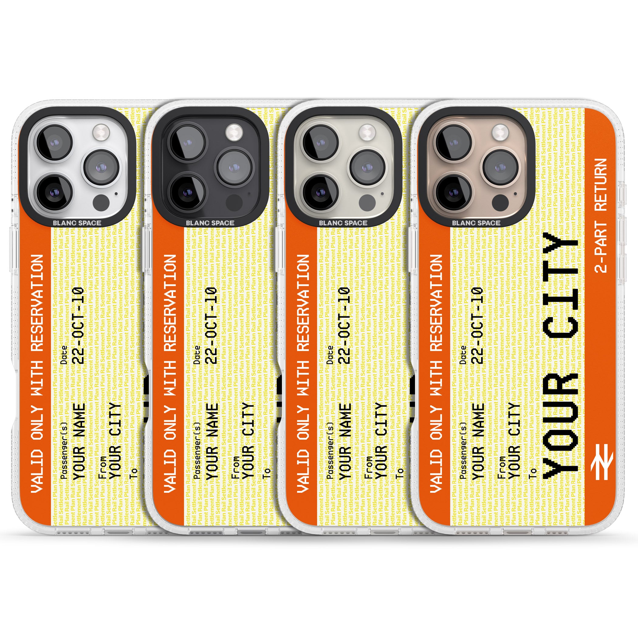 Personalised Create Your Own Train Ticket iPhone 16 Pro Max / 16 Pro Clear Case Impact Air - Blanc Space