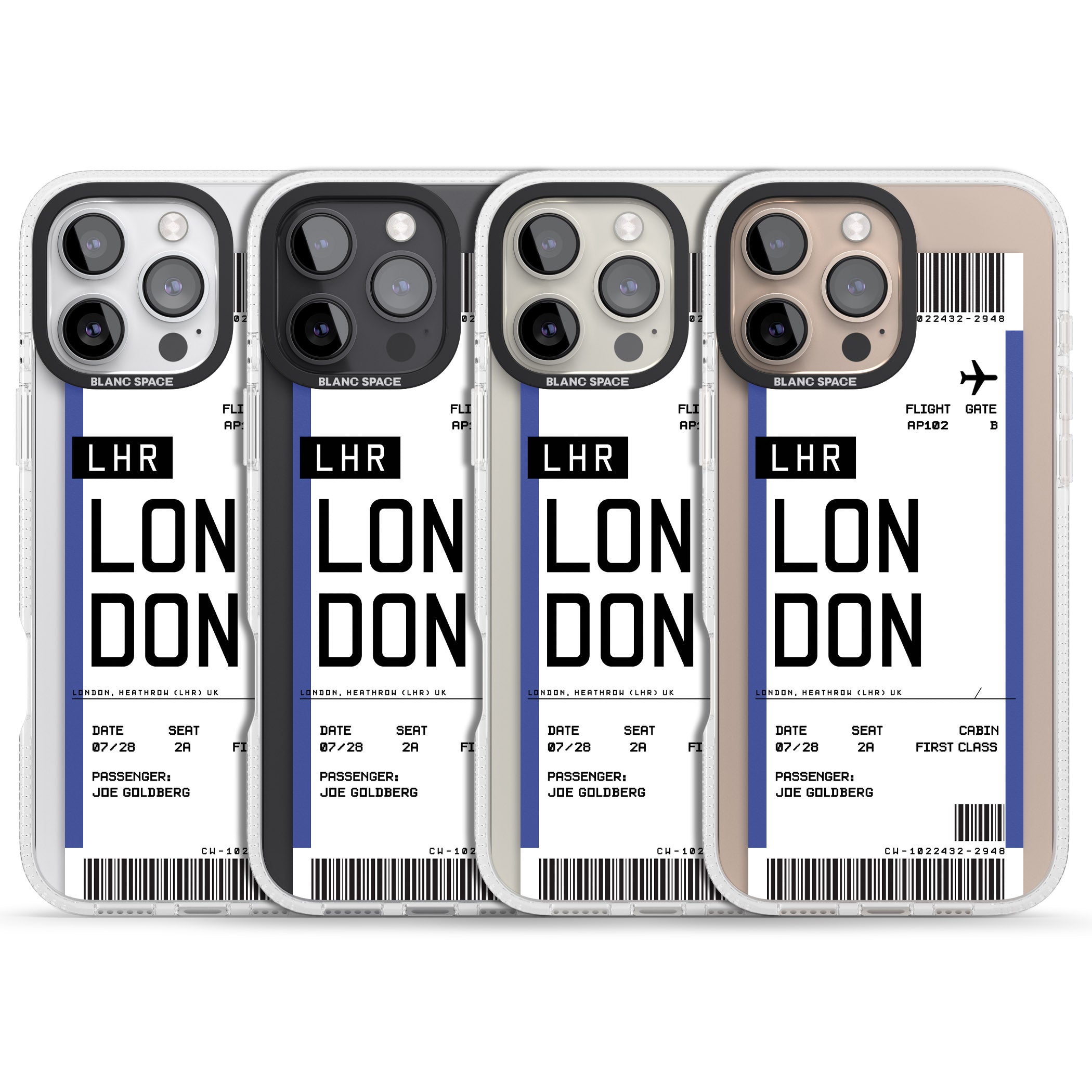 Personalised London Boarding Pass iPhone 16 Pro Max / 16 Pro Clear Case Impact Air - Blanc Space