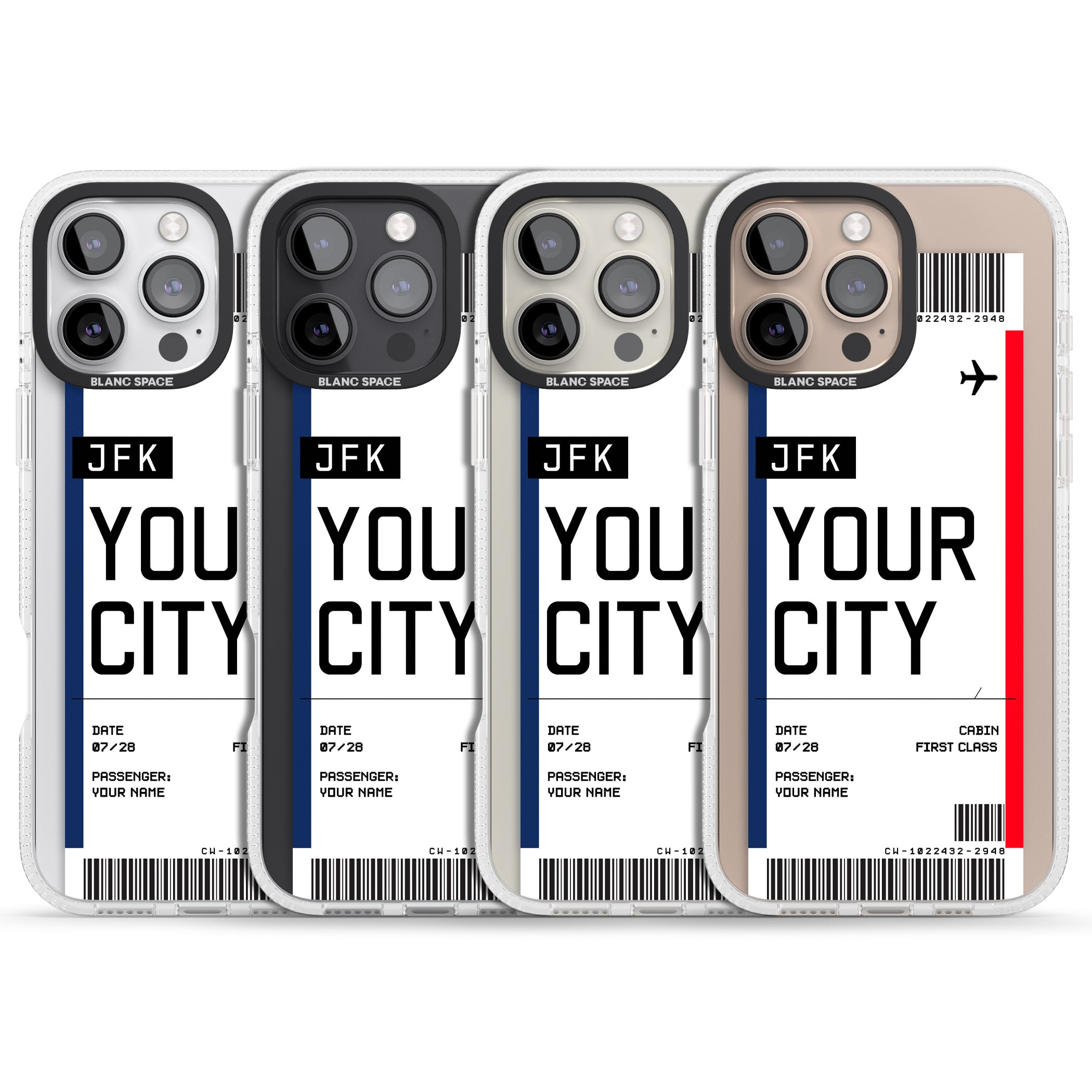 Personalised Create Your Own Boarding Pass Ticket iPhone 16 Pro Max / 16 Pro Clear Case Impact Air - Blanc Space