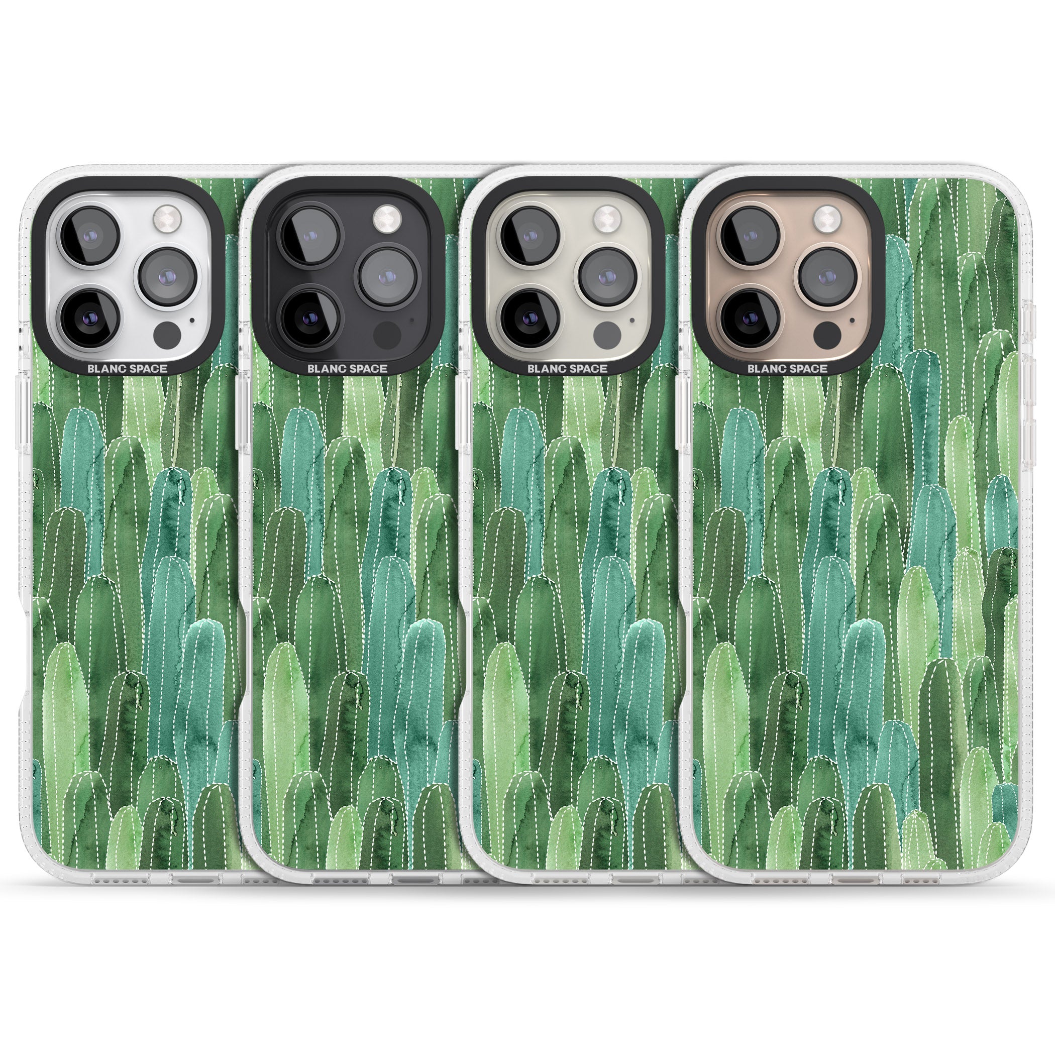 Skinny Cacti Pattern Design iPhone 16 Pro Max / 16 Pro Clear Case Impact Air - Blanc Space