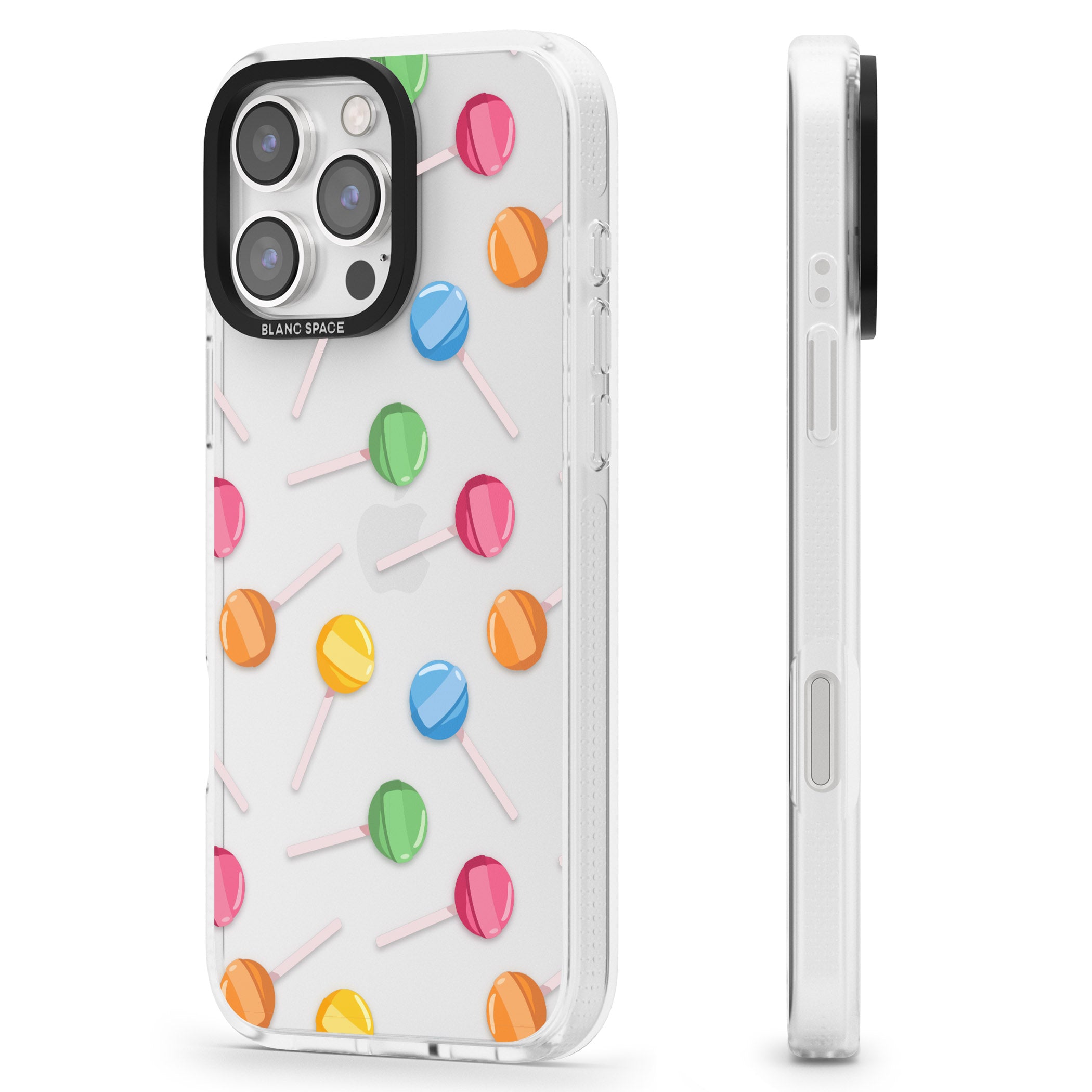 Lollipop Pattern iPhone 16 Pro Max / 16 Pro Clear Case Impact Air - Blanc Space