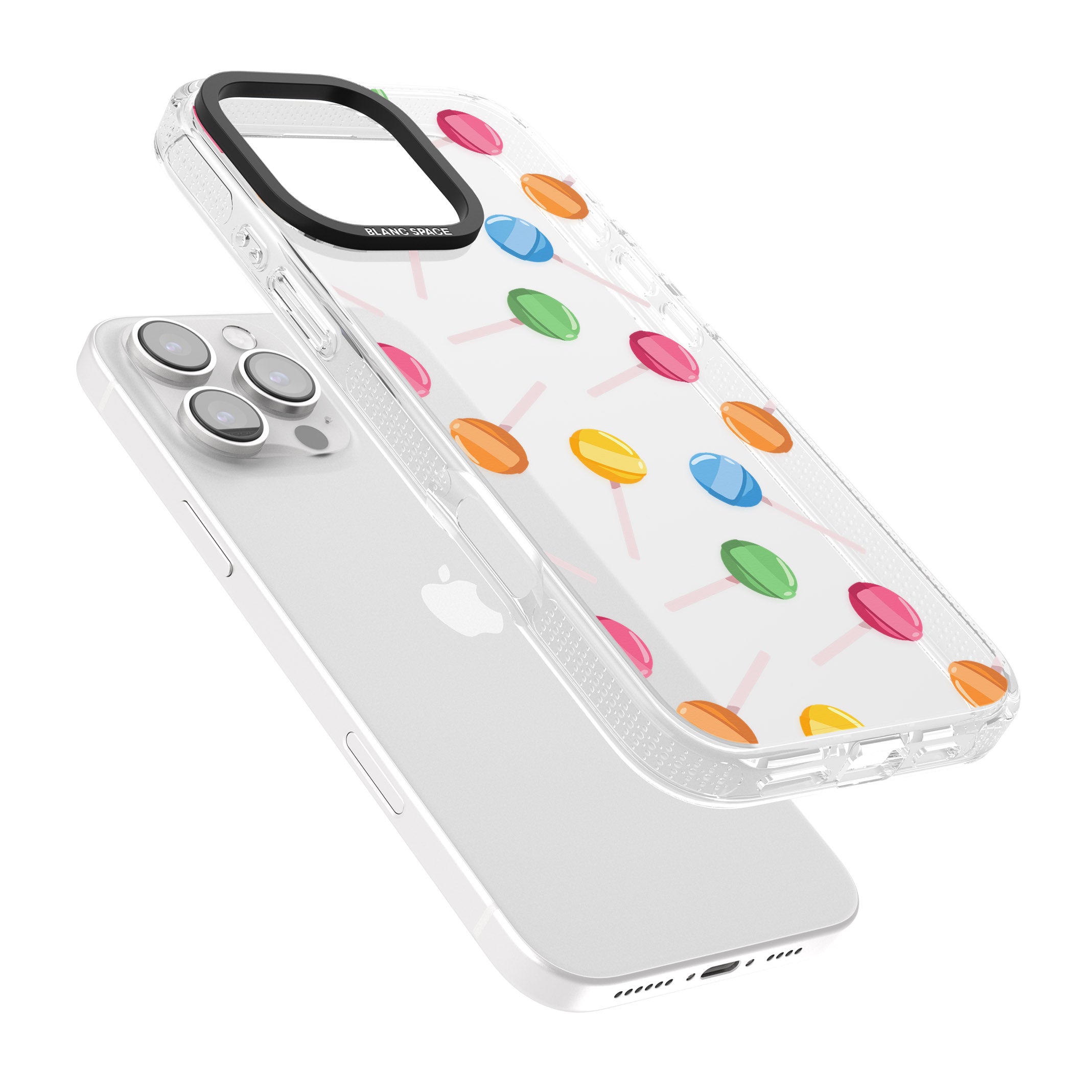Lollipop Pattern iPhone 16 Pro Max / 16 Pro Clear Case Impact Air - Blanc Space
