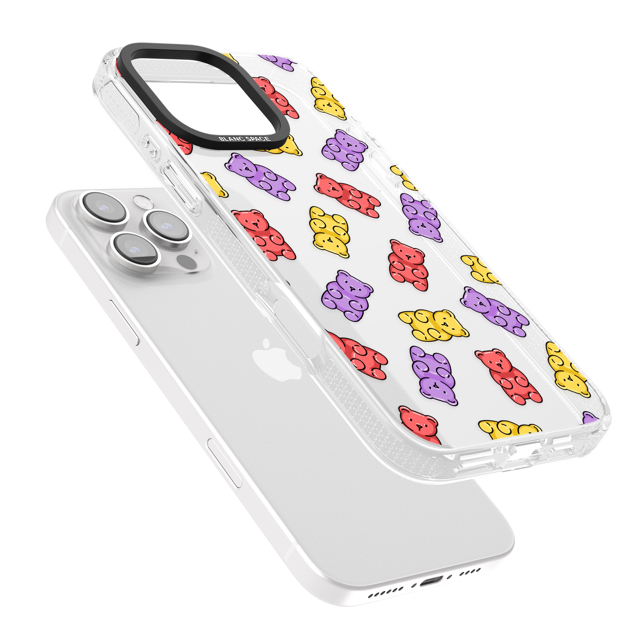 Gummy Bear Pattern iPhone 16 Pro Max / 16 Pro Clear Case Impact Air - Blanc Space