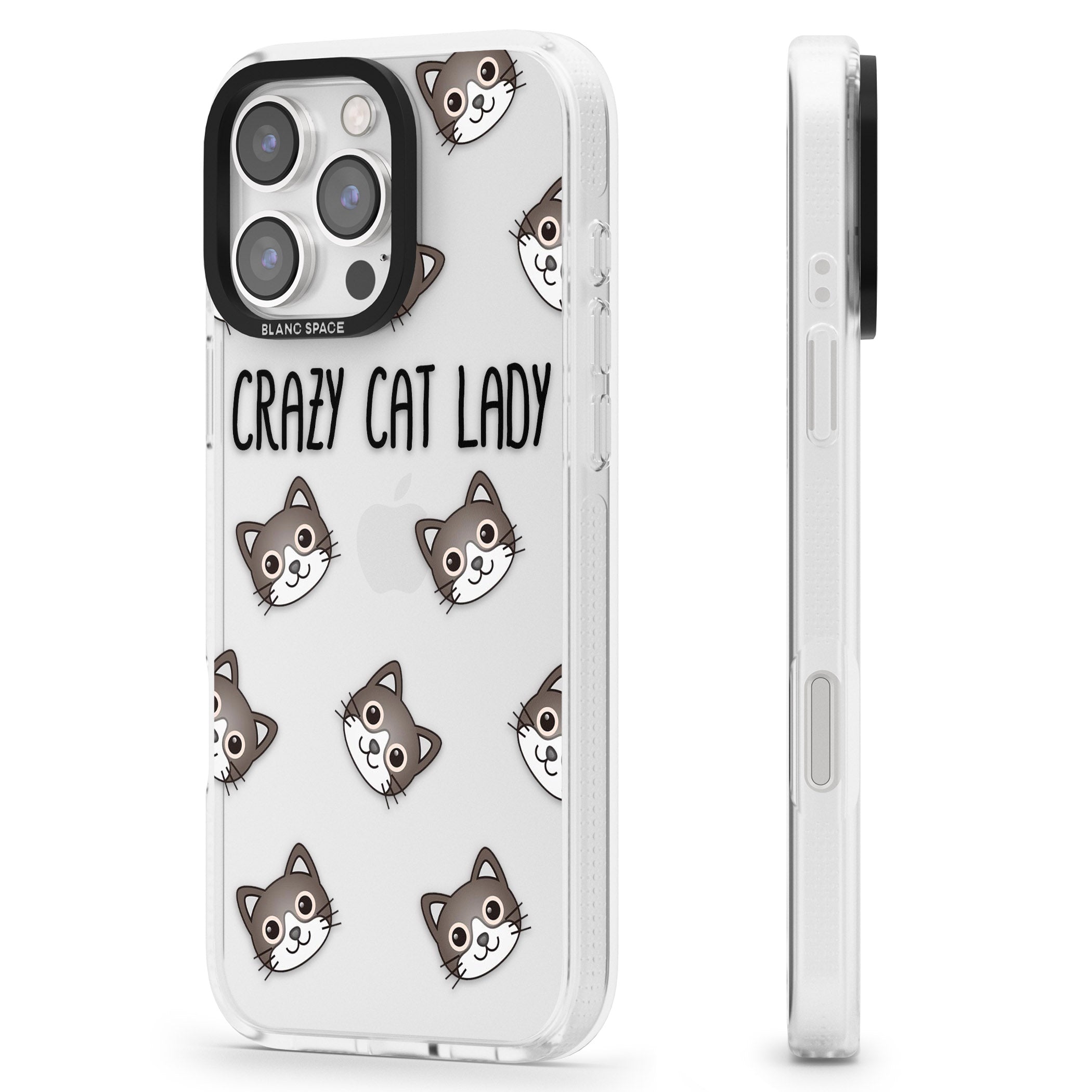 Crazy Cat Lady iPhone 16 Pro Max / 16 Pro Clear Case Impact Air - Blanc Space