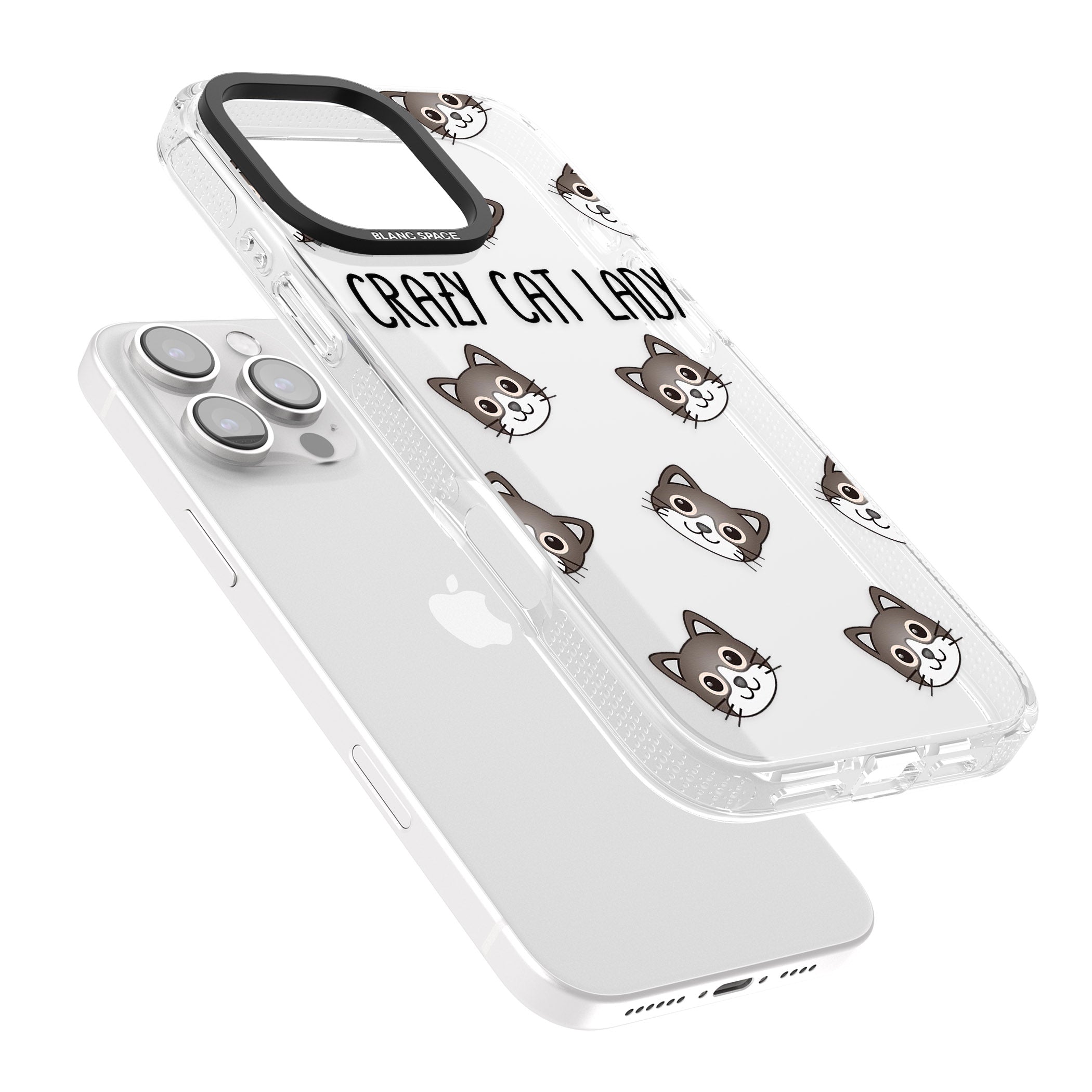 Crazy Cat Lady iPhone 16 Pro Max / 16 Pro Clear Case Impact Air - Blanc Space