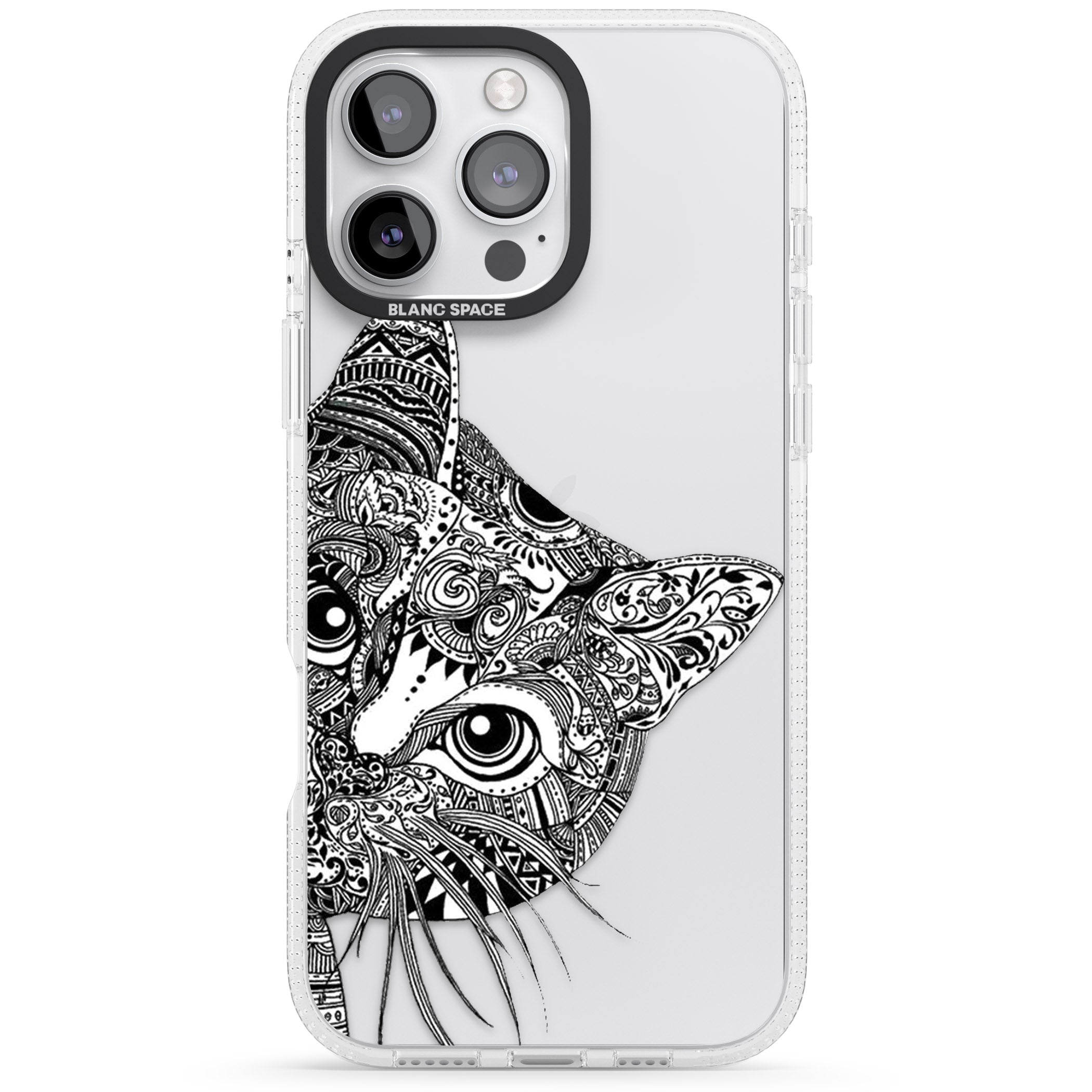 Henna Cat iPhone 16 Pro Max / 16 Pro Clear Case Impact Air - Blanc Space