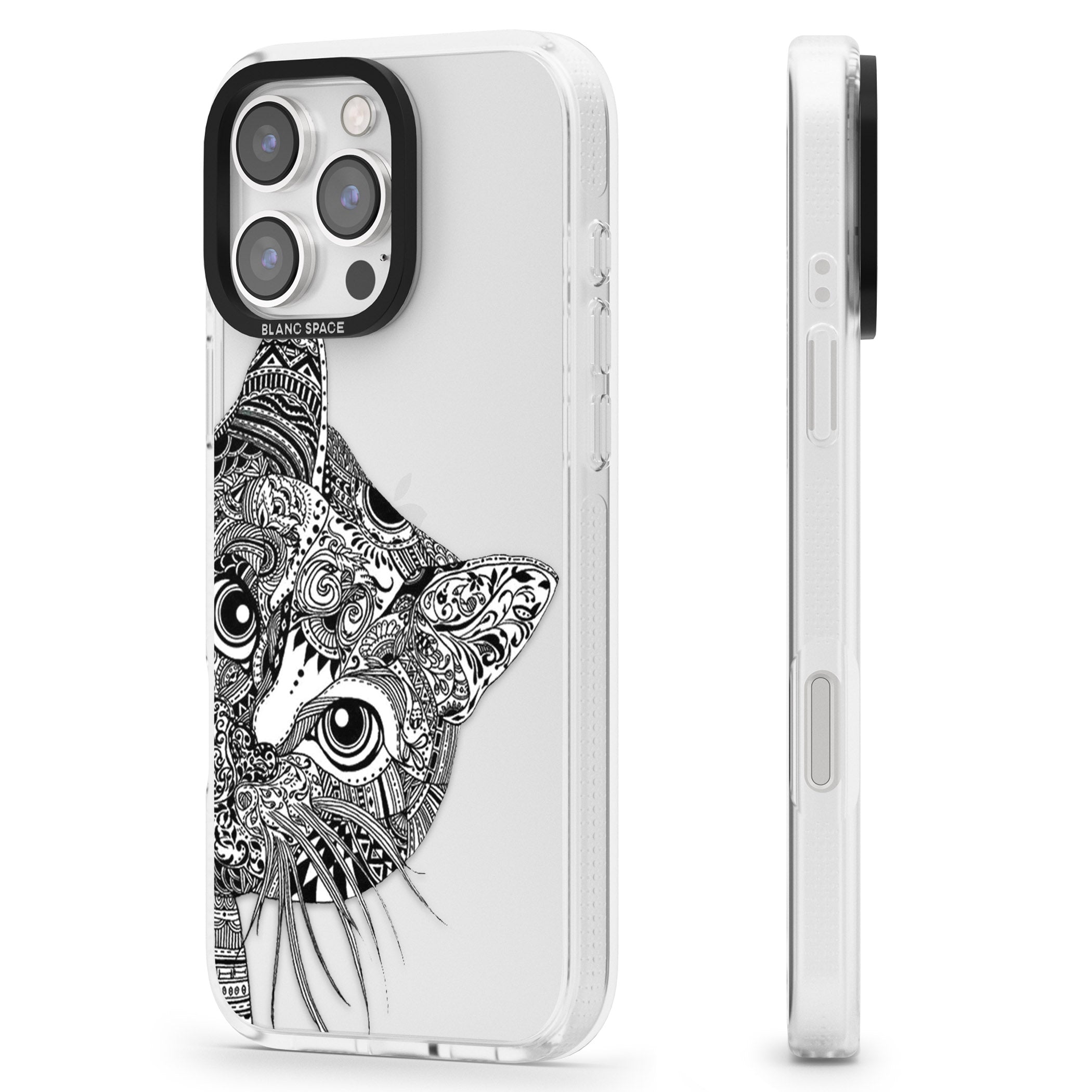 Henna Cat iPhone 16 Pro Max / 16 Pro Clear Case Impact Air - Blanc Space